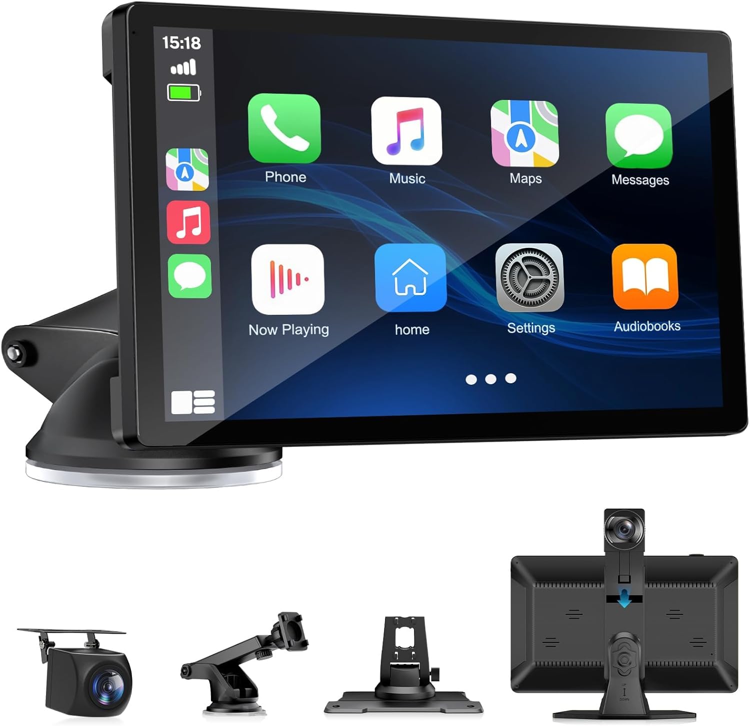 Wireless Carplay Screen for Car with 4K Dash Cam, 9