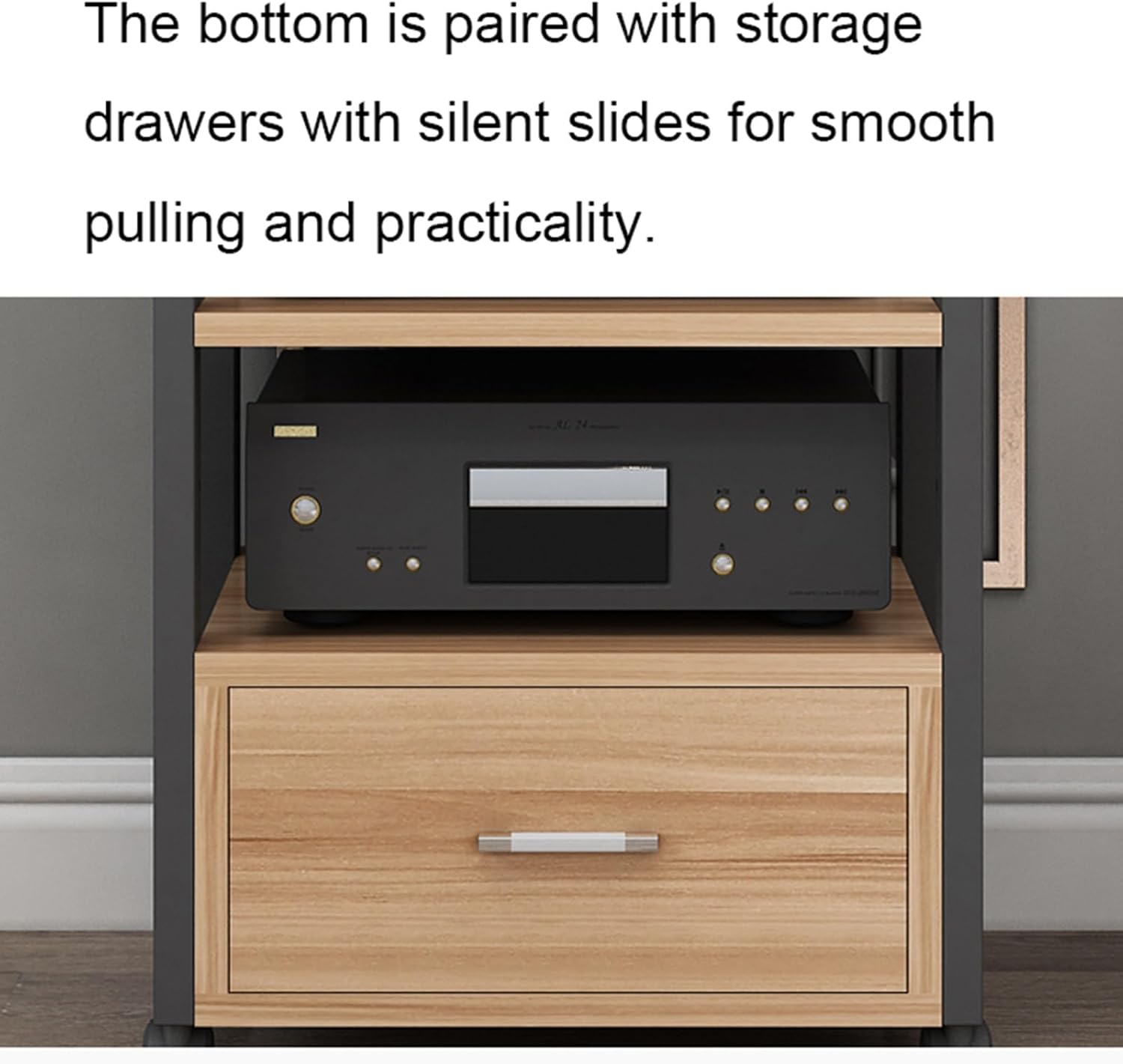 Movable Media Stand 4-Tier Movable Audio Tower AV Media Stand CD Player Stand Stereo Component Storage Cabinet and Open Media Center and Drawer (Color : A, Si