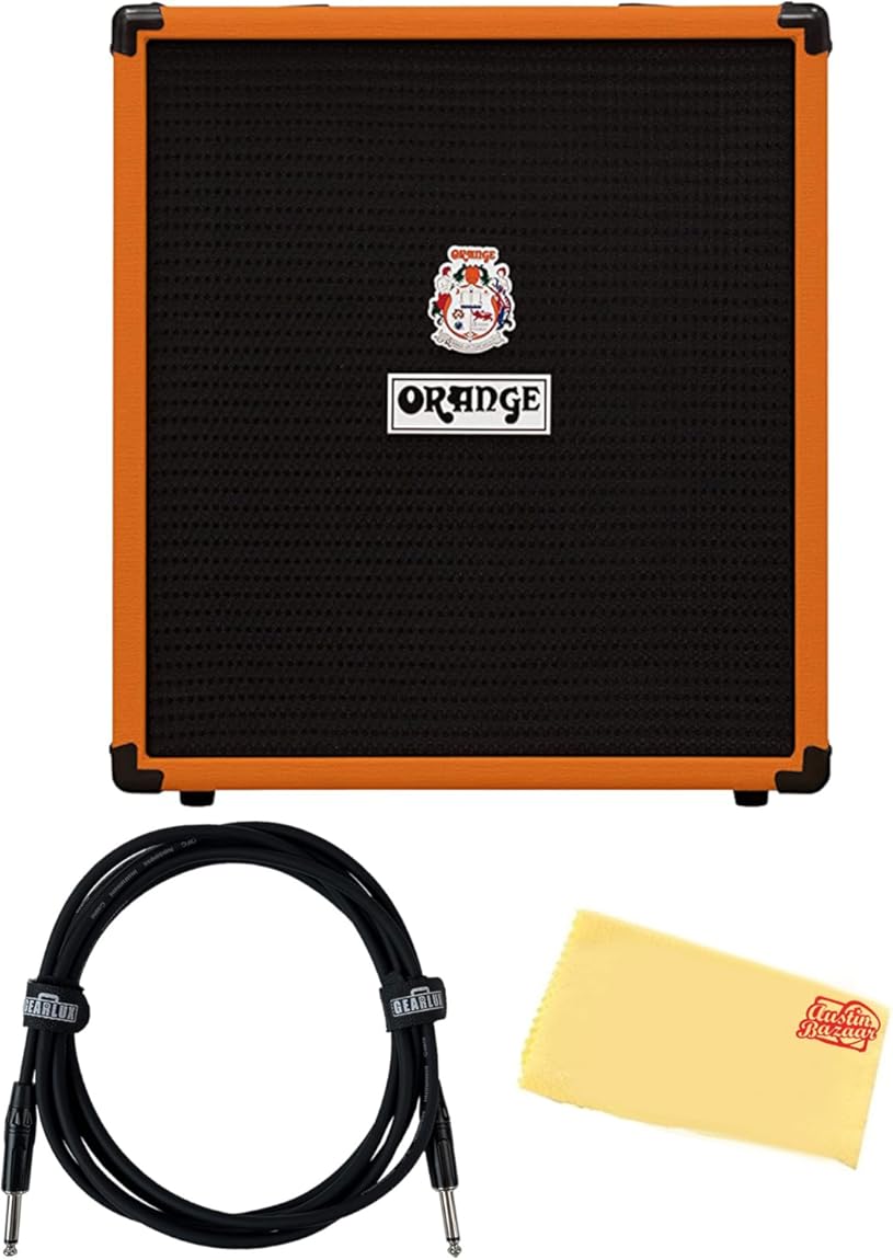 Orange Crush 50-Watt Bass Guitar Combo Amplifier Bundle with Instrument Cable and Austin Bazaar Polishing Cloth
