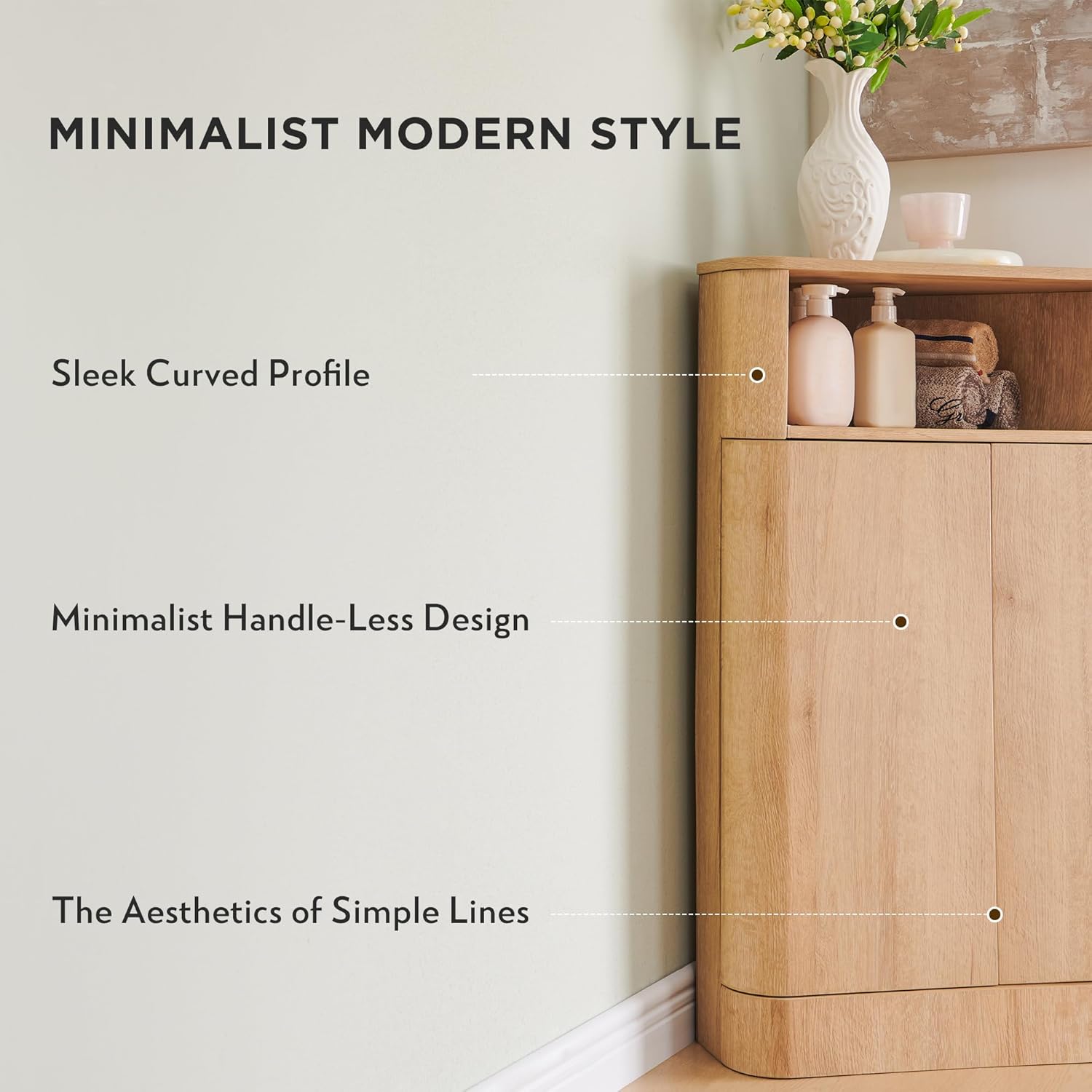 ACCOHOHO Modern Small Corner Cabinet with Adjustable Shelf and Magnetic Push Latch, 32