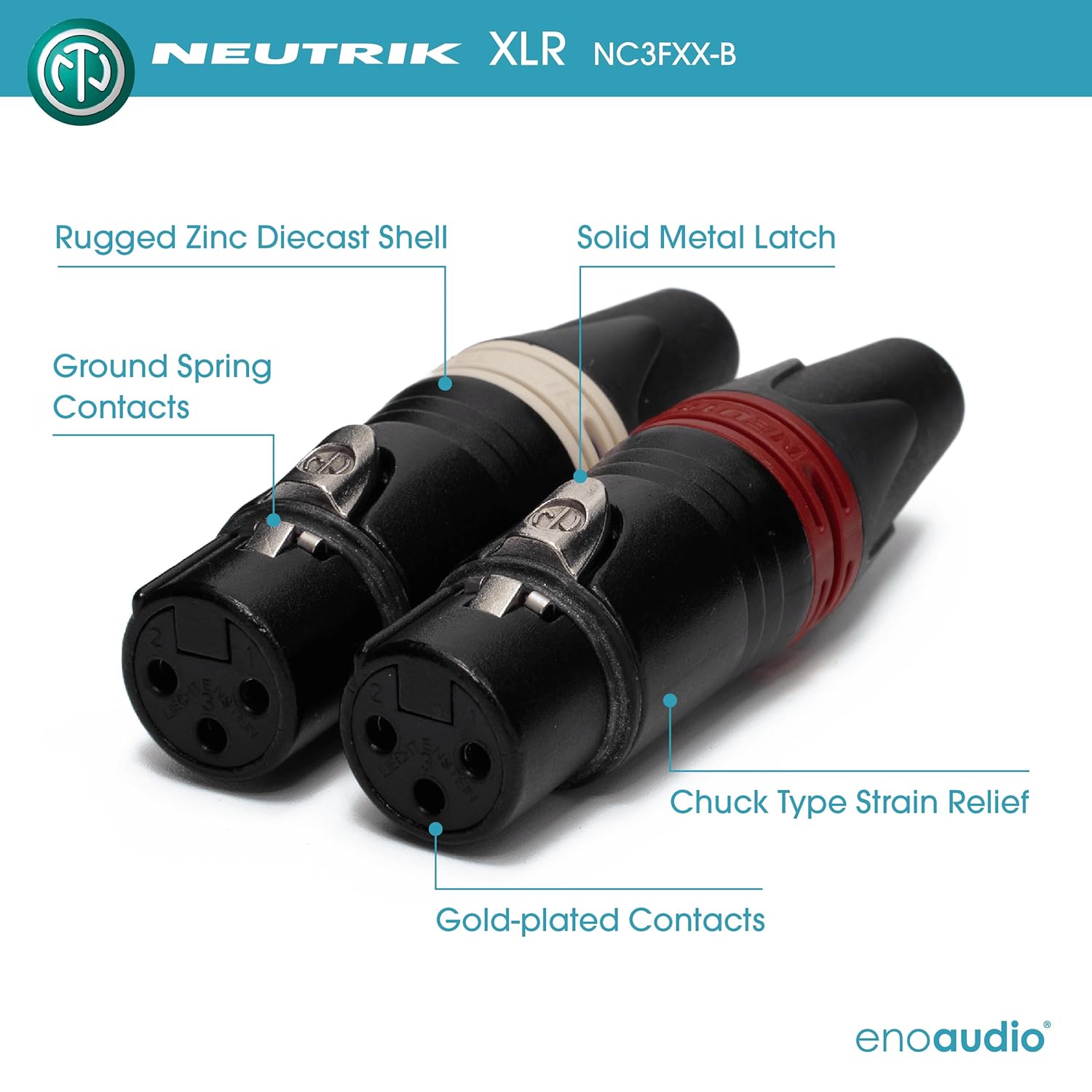 enoaudio Mogami 2534 Quad Pair (L,R) Cable | Neutrik XLR Female - XLR Male | HiFi - 1.64 ft / 0.5 m