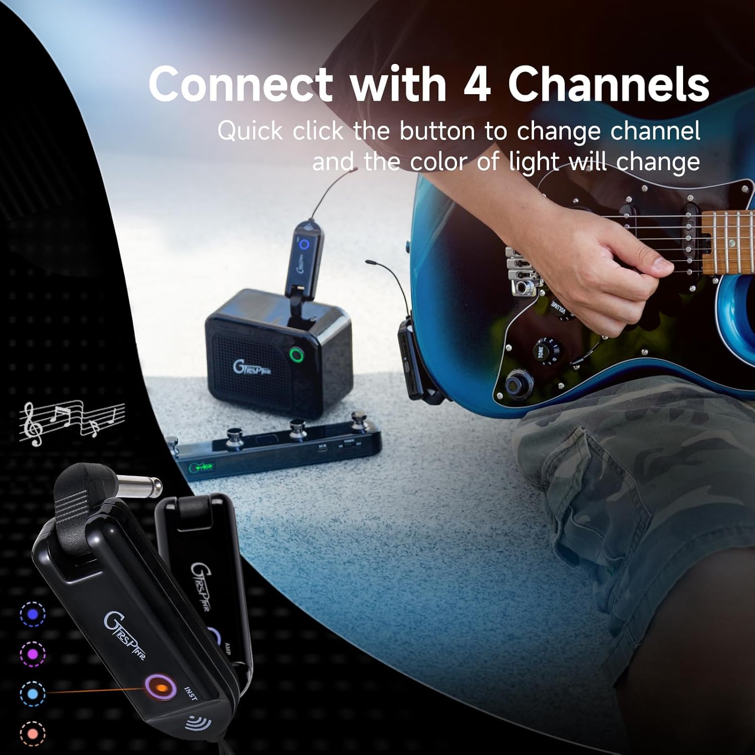 GTRS W800 Professional Electric Guitar and GWU4 Wireless Guitar System UHF Guitar Transmitter Receiver