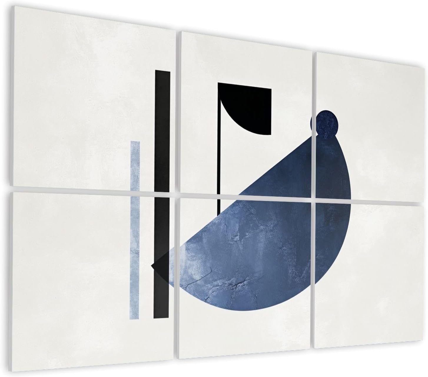 6 Pack Art Acoustic Panels Self Adhesive Abstract Geometric Shapes Navy Blue Black Modern Minimalist Art Decorative Soundproof Wall Panels Sound Absorbing Panel 48