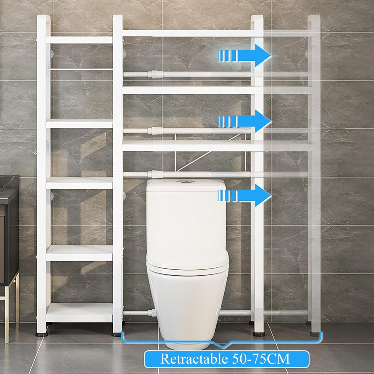 Over The Toilet Storage Rack, Stable Freestanding Above Toilet Organizer, Small Coffee Station Organizer, Adjustable Height Floating Shelf, Corner Wall Shelf for Bathroom Restroom Laundry Balcony