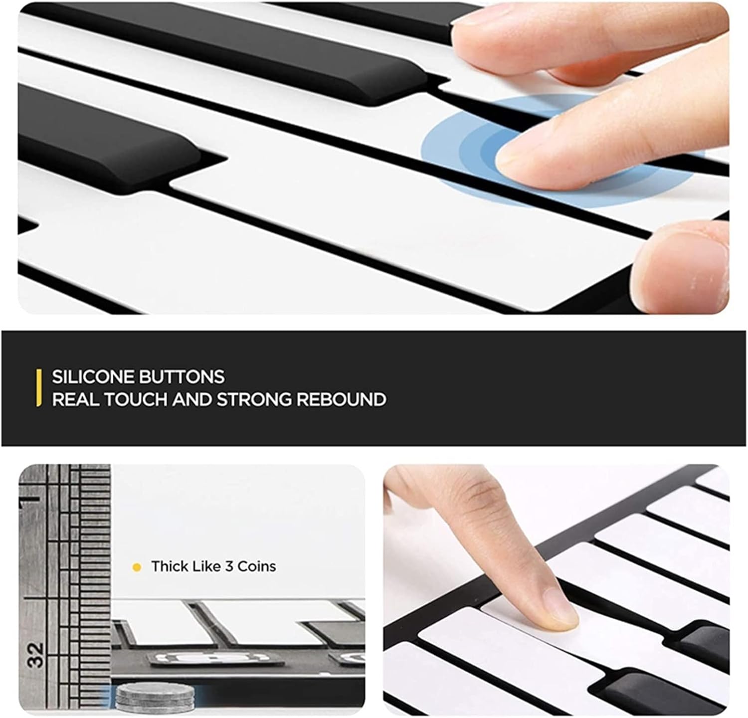 KESHUO Folding Piano Roll Up Piano 49 Keys Portable Electric Piano Keyboard Waterproof Fold Able Keyboard for Beginners and