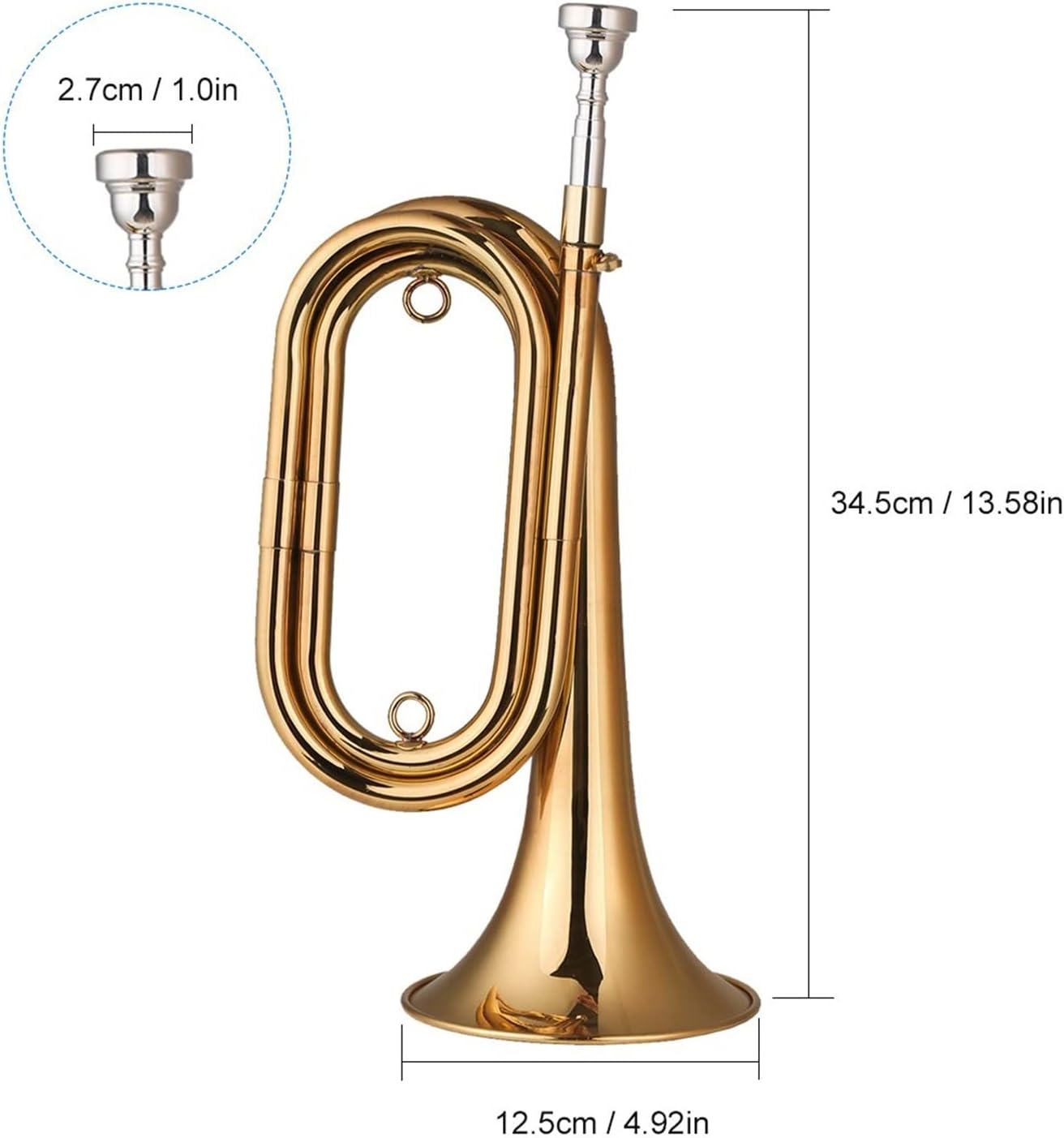 KESHUO Brass Bugle Call Gold-Plated Trumpet Cavalry Horn & Mouthpiece Bag Musical Instrument for School Band Military Orchestra Trumpets