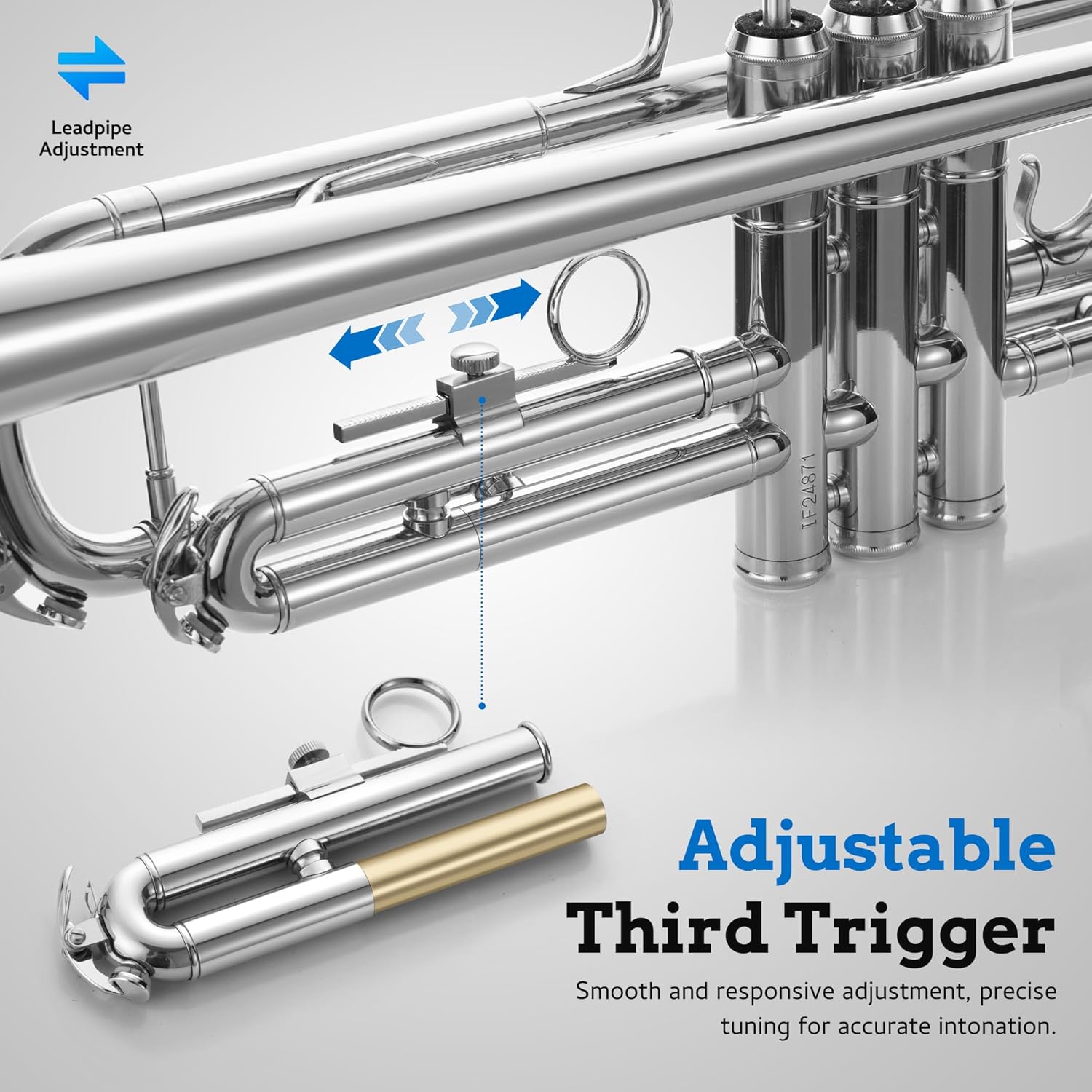 CAHAYA Bb Trumpet Instrument Trompeta: Nickel Student Trumpet with Hard Case 7C Mouthpiece Gloves Standard Trumpets for Beginners or Advanced Students Silver