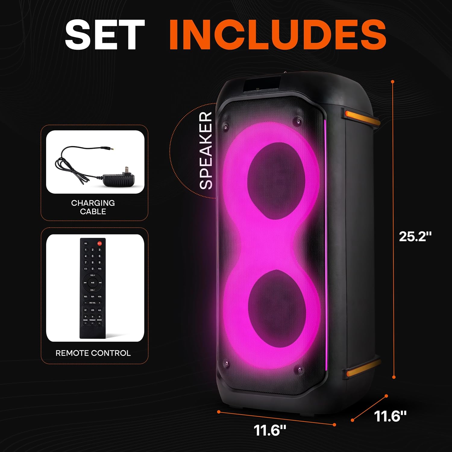 Pyle Audio Large Bluetooth Party Speaker with Bass - Big Speaker with True Wireless Stereo System - Enjoy Powerful Bass and Clear Treble - Party Bluetooth Speaker with Carry Bag - PPHP26BLBG- 160W