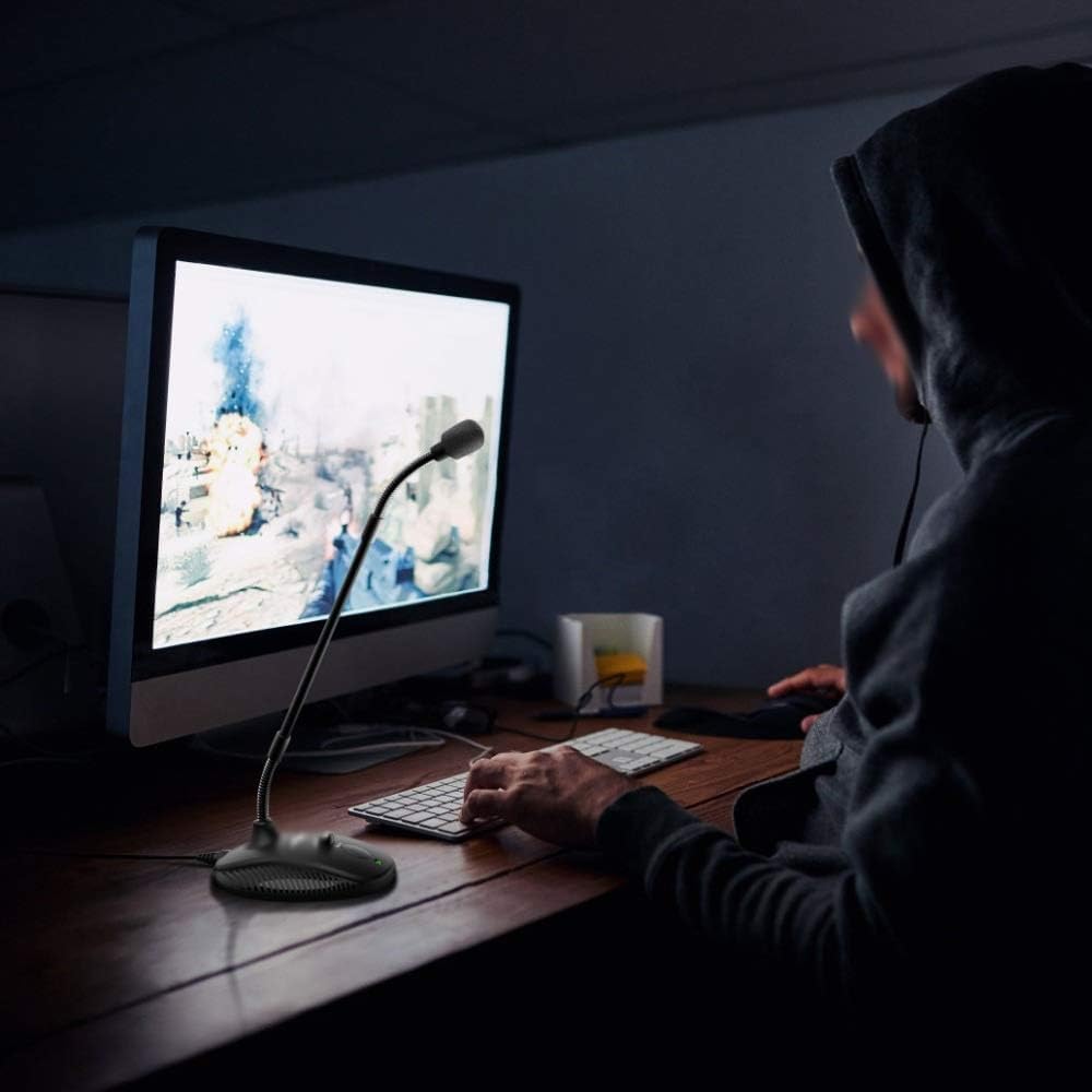 Gooseneck Microphone for Teaching Classroom Online Meeting Video Social USB for Laptop Height Adjustable Vocal Microphone, Black