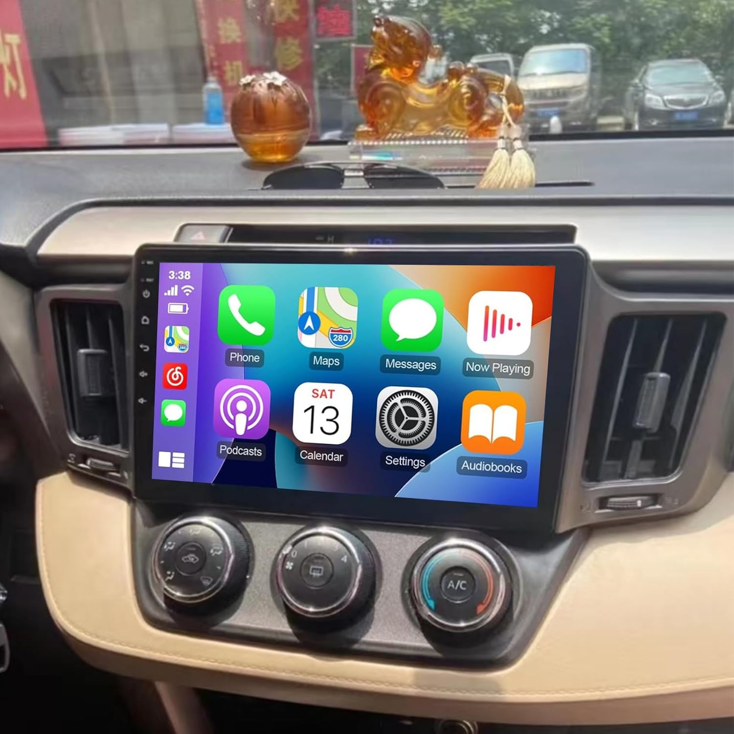 PHEZEN 8 CORE 10 inch Touchscreen Car Stereo Fit for Toyota RAV4 2013-2018, Android 13 Double Din Car Radio with Carplay & Android Auto in-Dash Navigation BT Mirror Link WiFi Backup Camera 4+64G