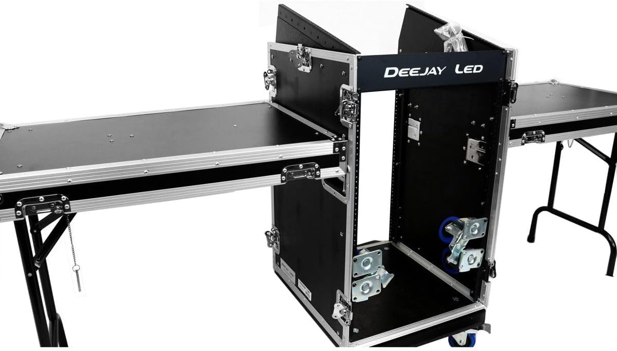 TBH11M16UCT2 Fly Drive Case 11u Space Slant Mixer Rack / 16u Space Vertical Rack System with Caster Board & Two Side Tables