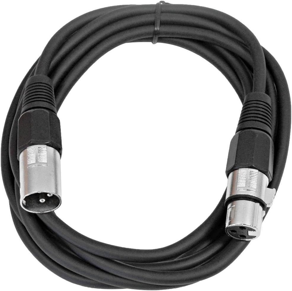 SEISMIC AUDIO - SAXLX-10 - 8 Pack of 10' Black XLR Male to XLR Female Patch Cables - Balanced - 10 Foot Patch Cords
