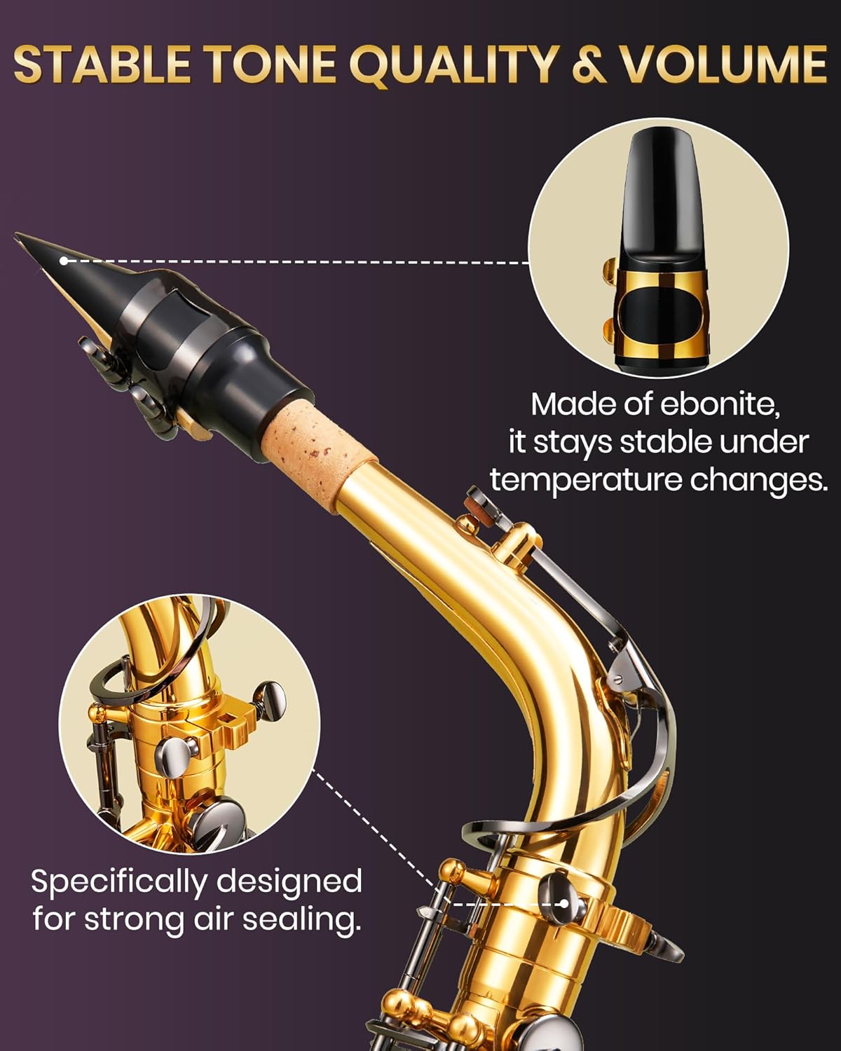 Fesley Saxophone E Flat Alto Saxophone: Saxofón Alto for Professional, Sax for Beginners & Students, Saxophones with Reeds, Neck Strap, Sax Case & Portable Cleaning Kit, Black & Gold