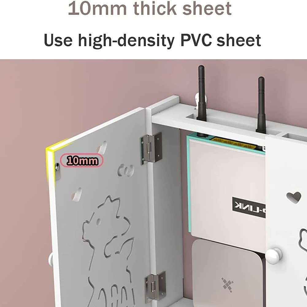 WiFi Router Storage Shelf Wall Mount Living Room TV Wall Double Storage Rack Set-top Box Shelf Creative White Decorative Floating Shelf (Color : A)