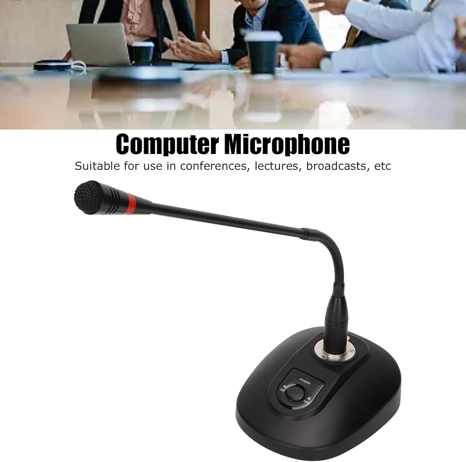 SYH&AQYE Home Desktop Gooseneck Wired Microphone, Table Mounted Corded Voice Condenser Noise Canceling Mic, XLR Female to 6.35mm/0.2in Male Mic for Karaoke, Conference Meetings(USA)