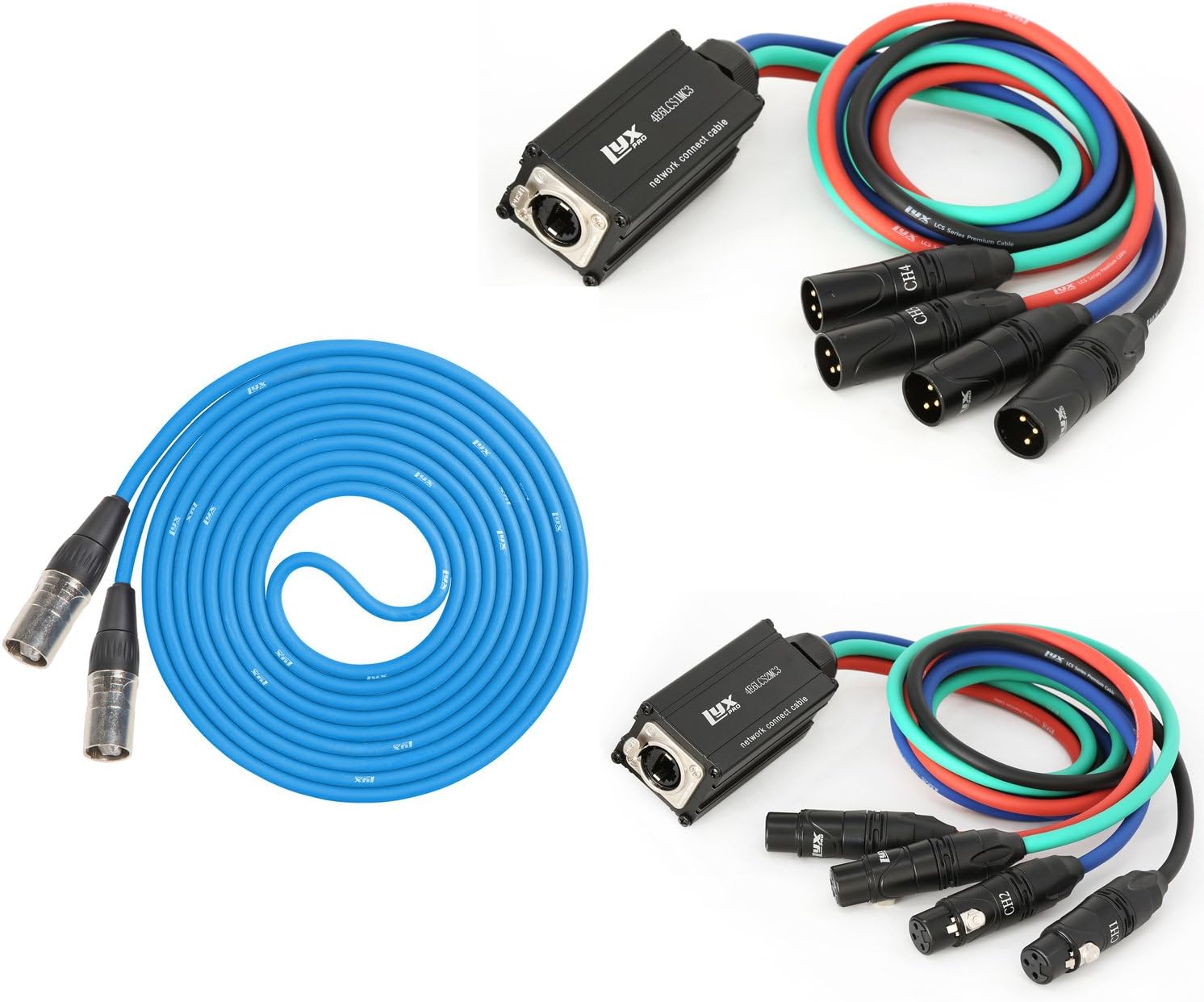 LyxPro 4-Channel XLR to Single Ethercon 25' Cat6 Cable Multi Network Snake for Stage & Recording Studio AES & DMX Channels