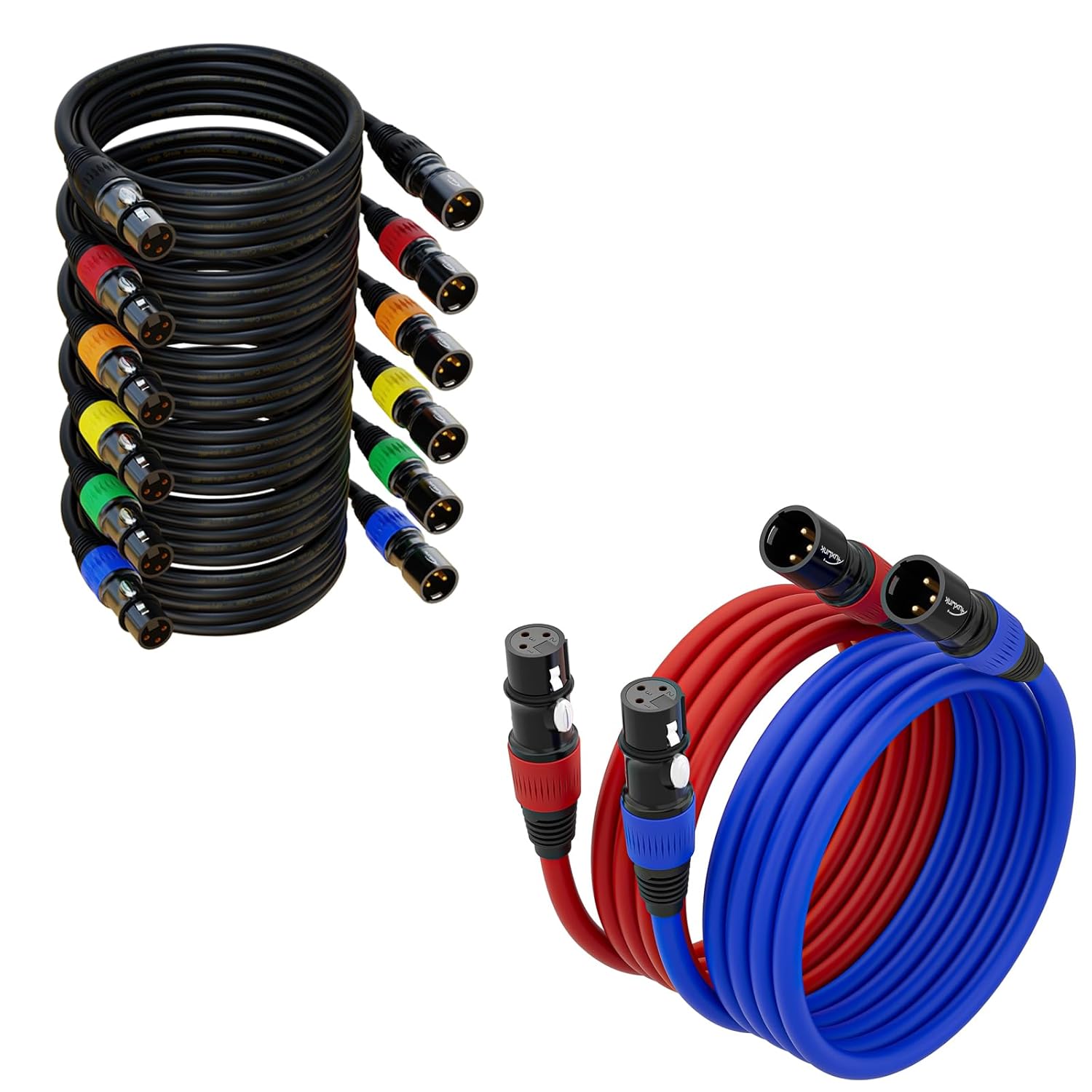 XLR Cables 25ft 6 Packs and 10ft 2 Packs Microphone Cable
