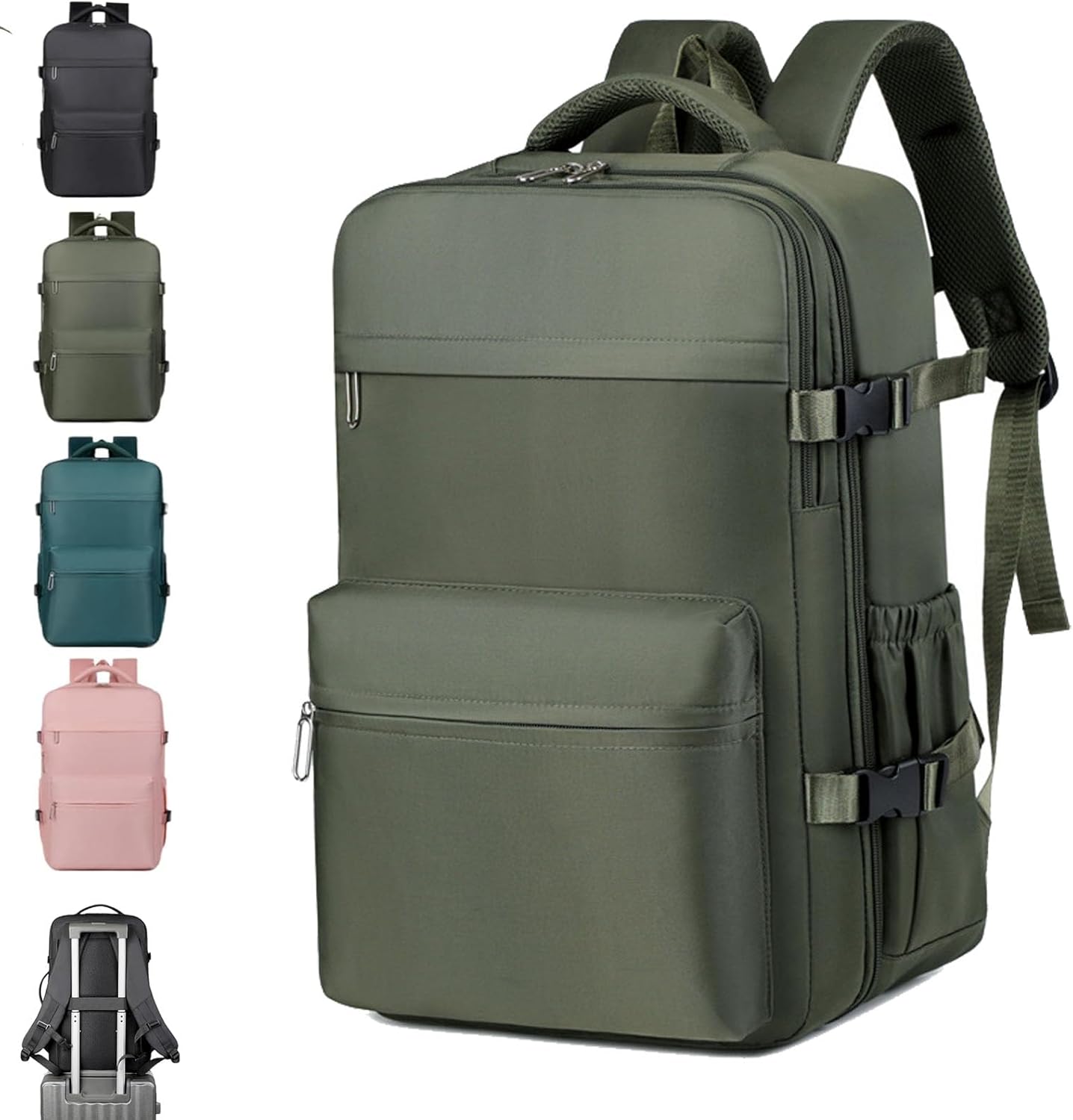 Vacuum Backpack, Large Travel Backpack with Removable Vacuum Compression & Electric Pump, Wet and Dry Separation (Army Green)
