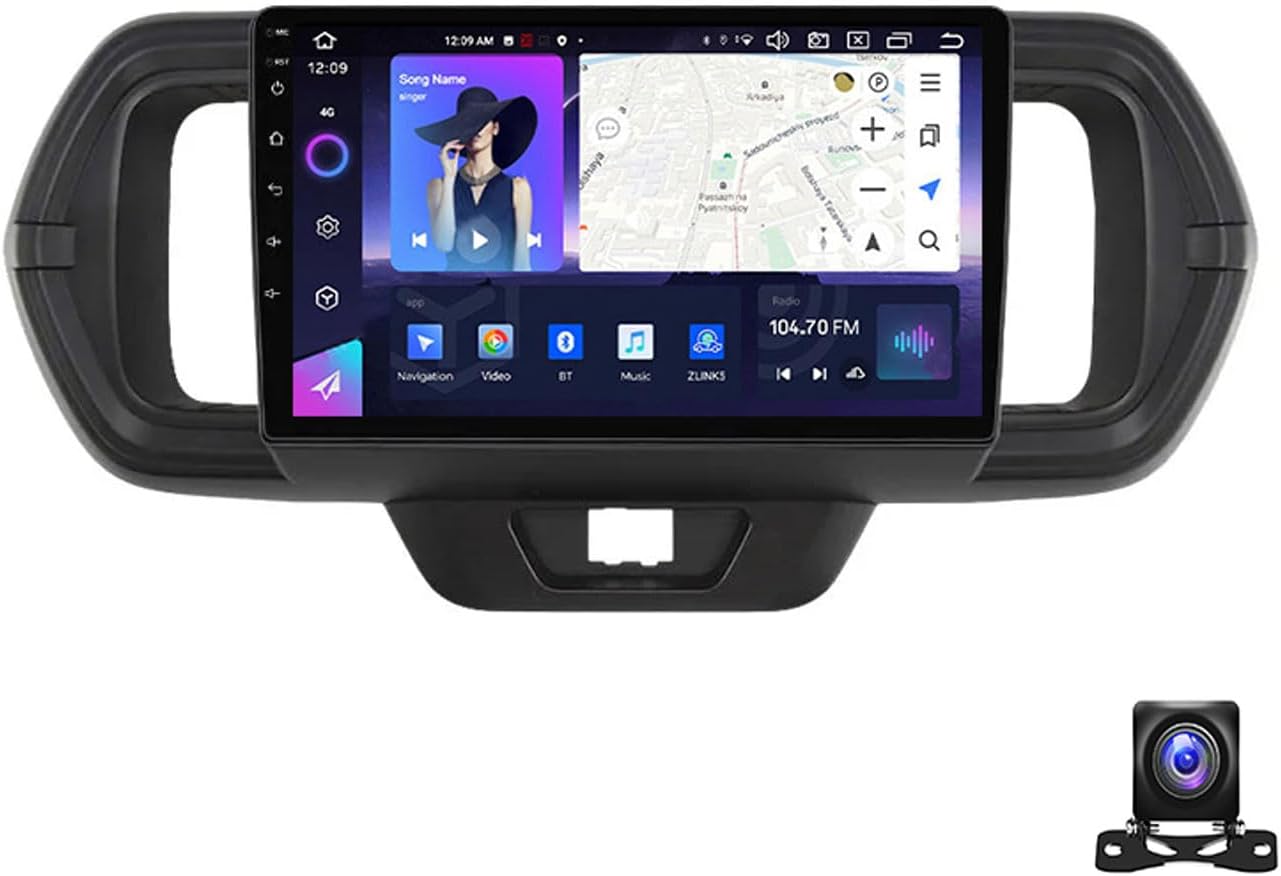 Double Din Car Stereo Head Unit with Android Screen Car Radio with Wireless CarPlay Bluetooth Backup Camera for Toyota Passo 2016-2021