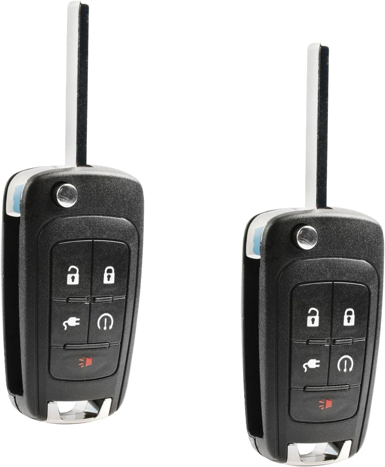 fits 2011 2012 2013 2014 2015 Chevrolet Volt Flip Key Fob Keyless Entry Remote (22923862, 22737521) Set of 2