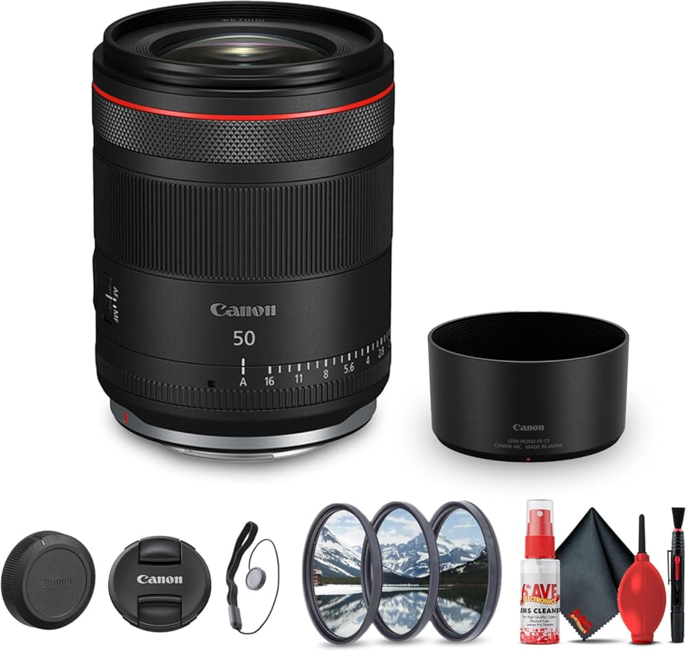 Canon RF 50mm f/1.4 L VCM Hybrid Lens (Canon RF) (6908C002) + Lens Filter Kit + Cleaning Kit + Lens Cap (Renewed)