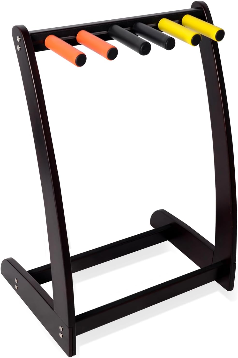 Miwayer Guitar Stand for Multiple Guitars(3 Guitar, 5 Electric or Bass), Guitar Stands Wooden for Acoustic, Electric, Bass Guitars and Cases, Floor Bamboo Guitar Rack Display (Ebony Color(5 holder))