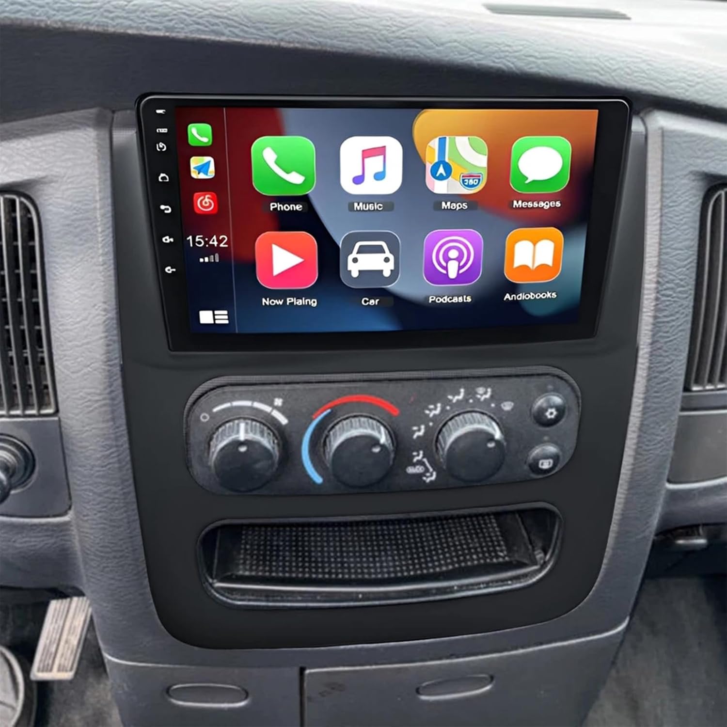 PHEZEN 9 inch Touchscreen Car Stereo Fit for Dodge Ram 2003-2005, Android 15 Double Din Car Radio with Carplay & Android Auto in-Dash Navigation BT Mirror Link WiFi Backup Camera 2+64G