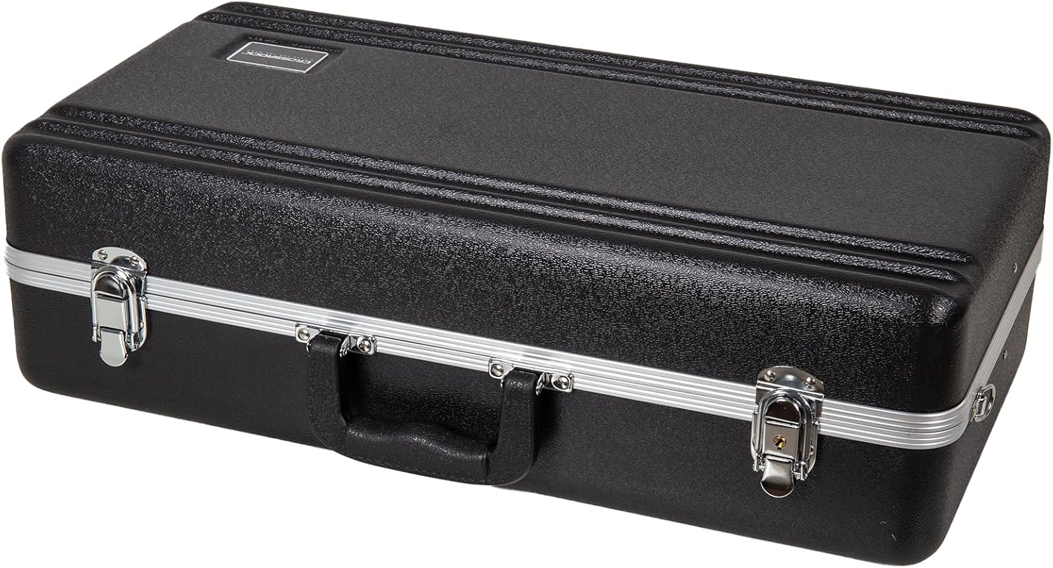 Crossrock Trumpet Case for Bb Horn | Textured Black Finish with Velvet Interior, Security Lock, Metal Feet & Detachable Strap (CRA865TRBK)
