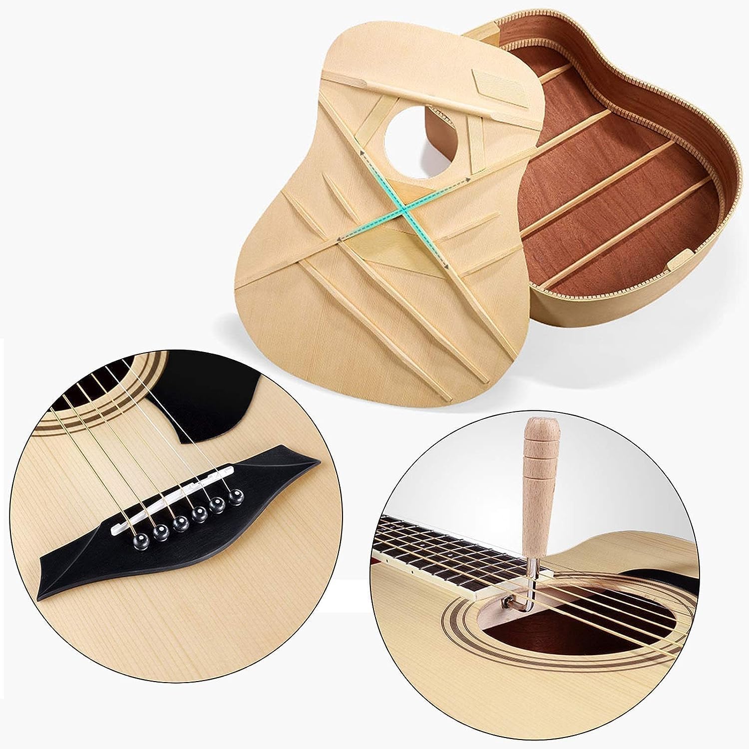 41in Acoustic Guitar, Getting Started for Novice Beginners Veneer Junior Guitar， for Male and Female Students Childrens (Size:41in,Color:#F)