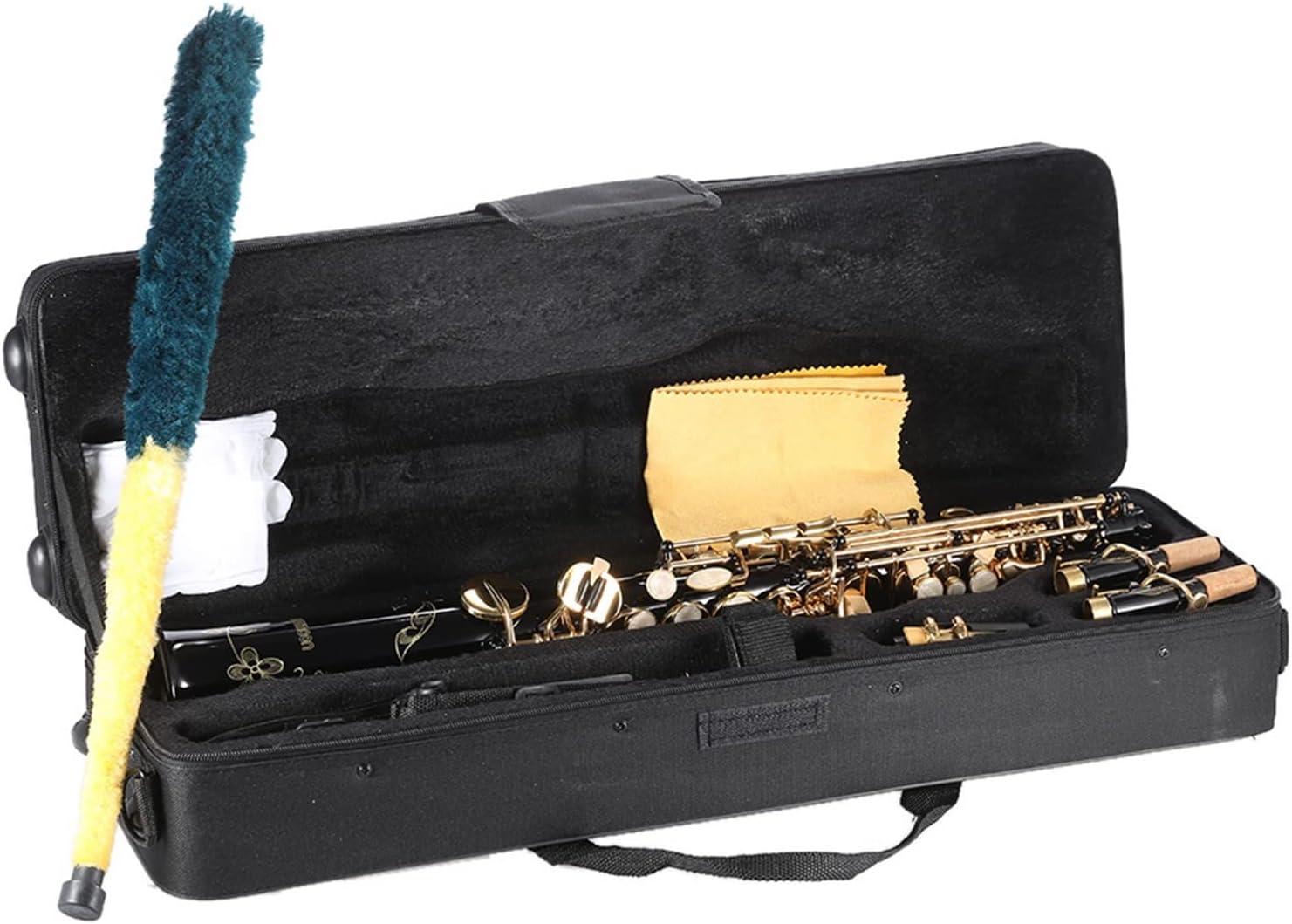 Brass Straight Sax Saxophone Bb B Flat Woodwind Instrument Natural Shell Key Carve Pattern with Carrying Case Professional Saxophone (Color : Gold)
