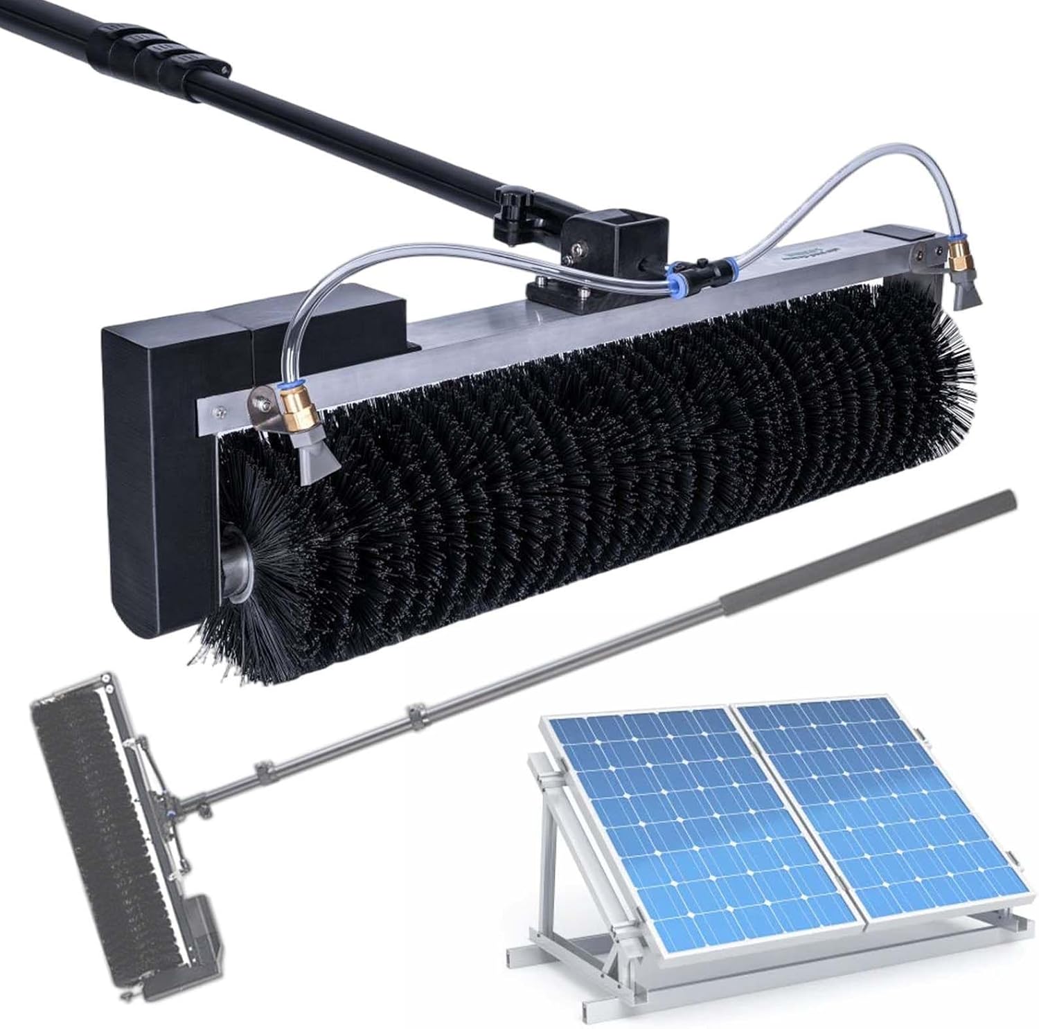 Electric Photovoltaic Cleaning Machine,Household‌ RV Glass Water Supply Washing Roller Brush Portable,360° Automatic Rotatable Brush Head,Wired-5.5m/18ft