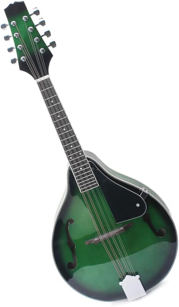 YARNOW String Basswood Mandolin A Style with Rosewood Fingerboard Adjustable Bridge Steel Strings Green Musical Instrument for Beginners and Music Lovers
