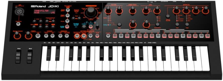 Roland JD-XI 37-Key Interactive Analog/Digital Crossover Synthesizer, Black