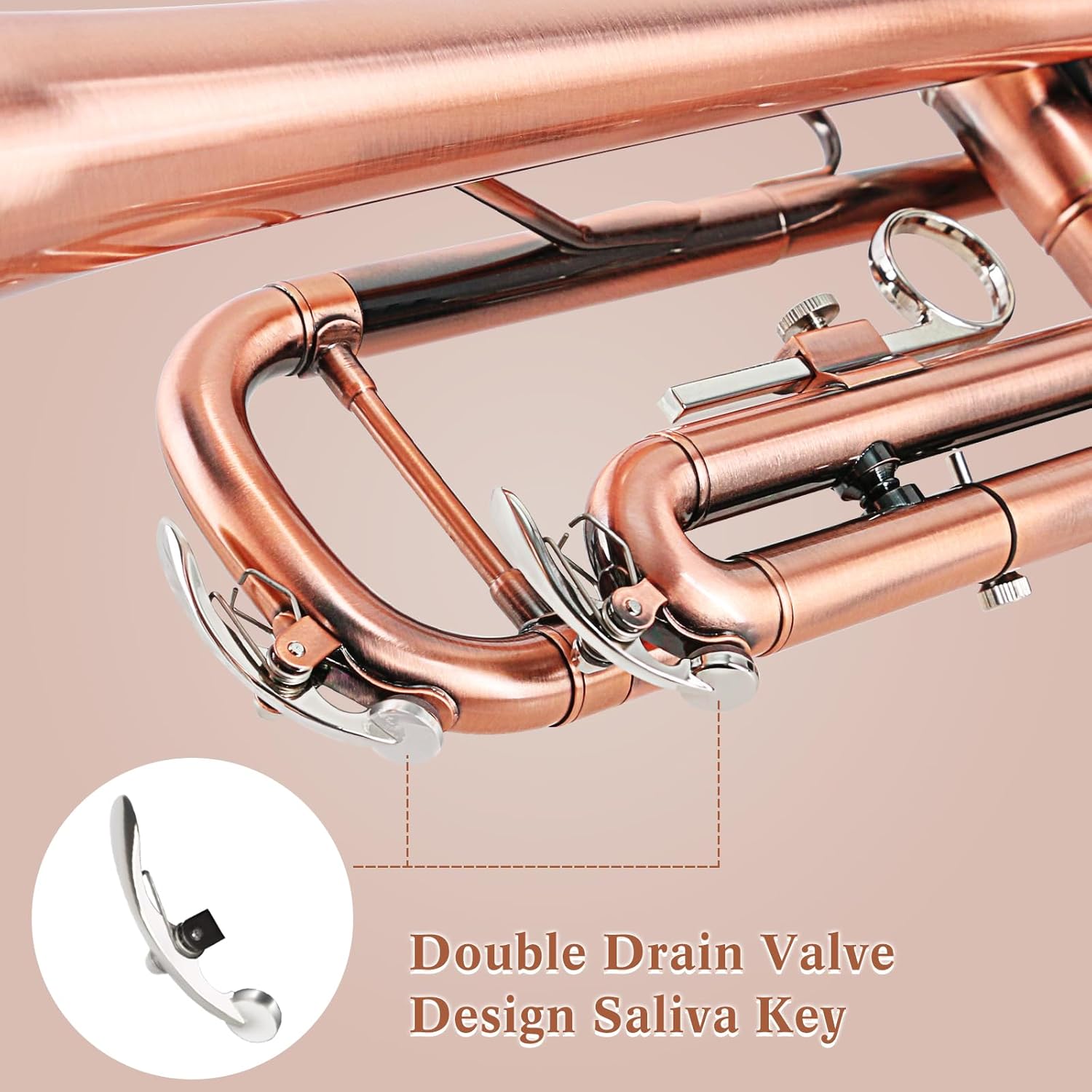 EASTROCK Bb Trumpet Standard Trumpet Set with Carrying Case,Gloves, 7C Mouthpiece, Cleaning Kit, Tuning Rod (Red Antique)