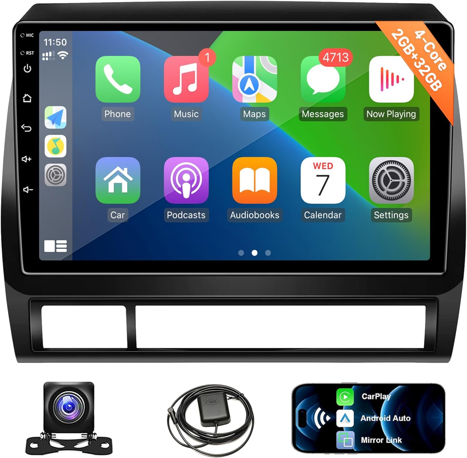 Leadfan Stereo Radio Wireless CarPlay Android Auto for Toyota Tacoma 2005 2006 2007 2008 2009 2010 2011 2012 2013 2014 2015, 9