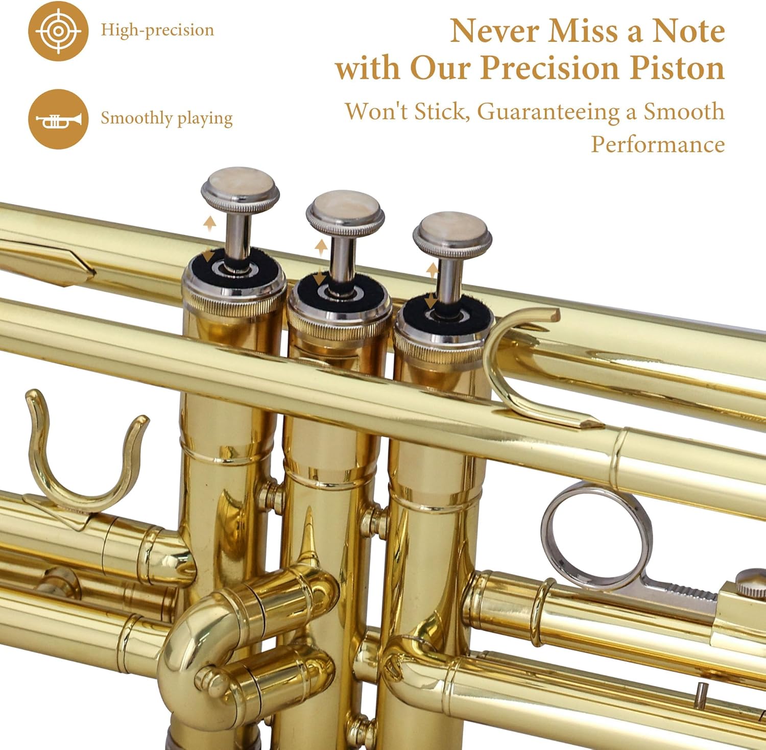 Aileen Lexington Standard Gold Bb Student Model Trumpet Includes Hard Case, Cleaning Rod and Cloth, Gloves