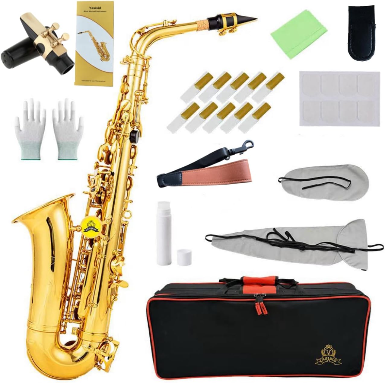 Alto Saxophone HighQualityBrassSaxwith E-Flat Gold Lacquer Saxophon CaseMouthpiece AccessoriesIdealfor Beginnersto Advanced Musicians