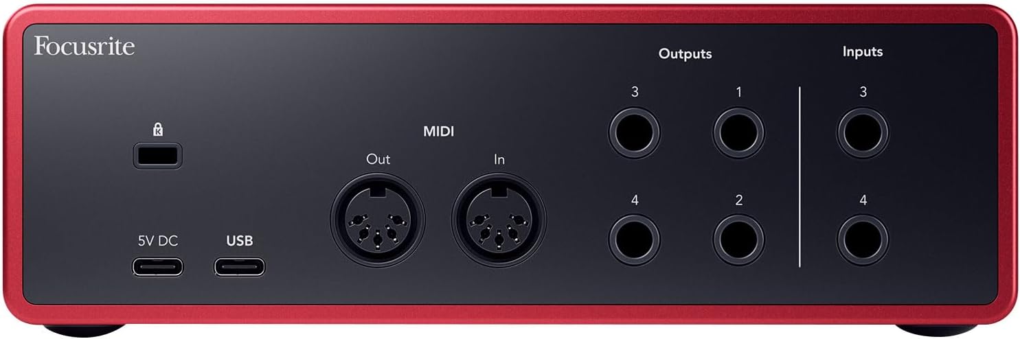 Audiosavings Bundle: Focusrite Scarlett 4i4 4th Gen Studio Recording USB Audio Interface+Software Bundle with Rockville RCM SR Studio/Recording Condenser Microphone+PRO-M50 SR Headphone (3 Items)