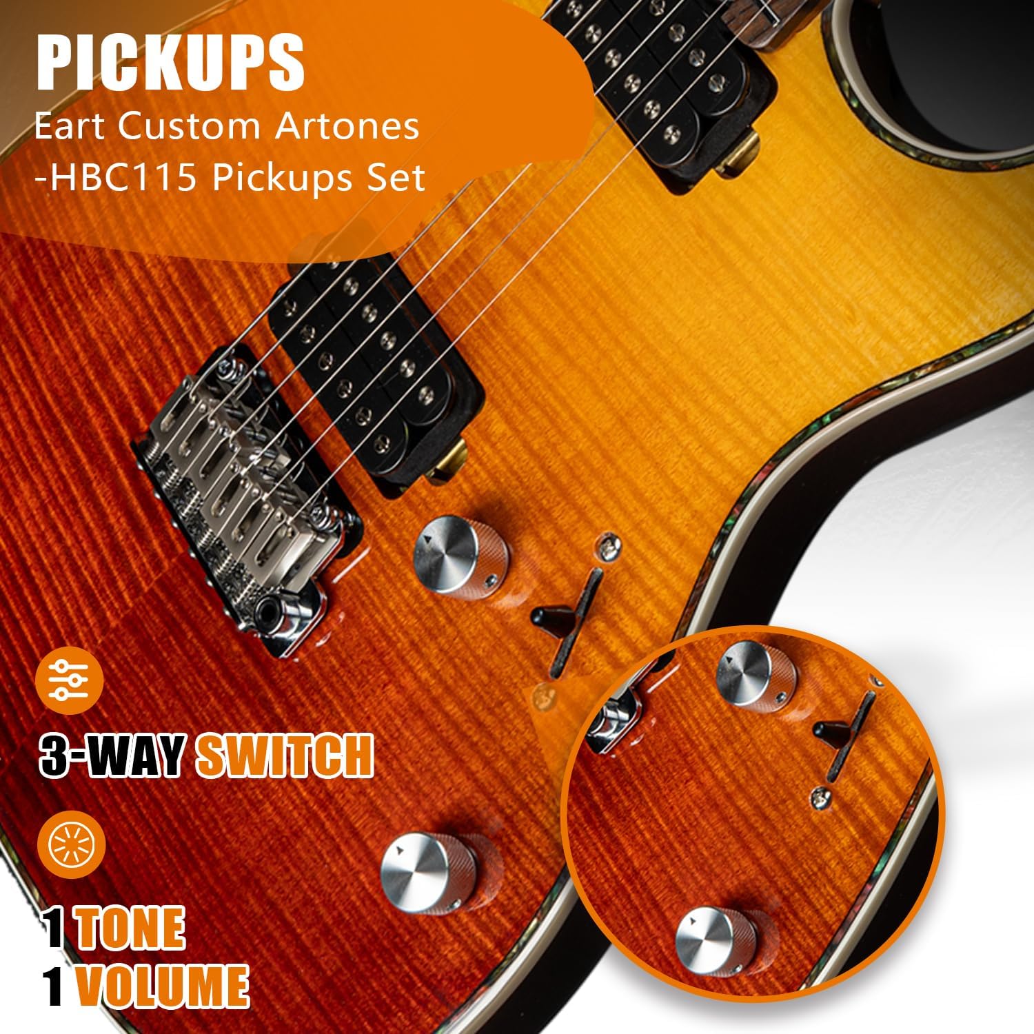 EART EYP-Elite Soild Body Electric Guitar with Roasted Mahogany Custom Artones-HBC115 Pickups NK-Arch-Top Body,Gloss Body Electric Guitar