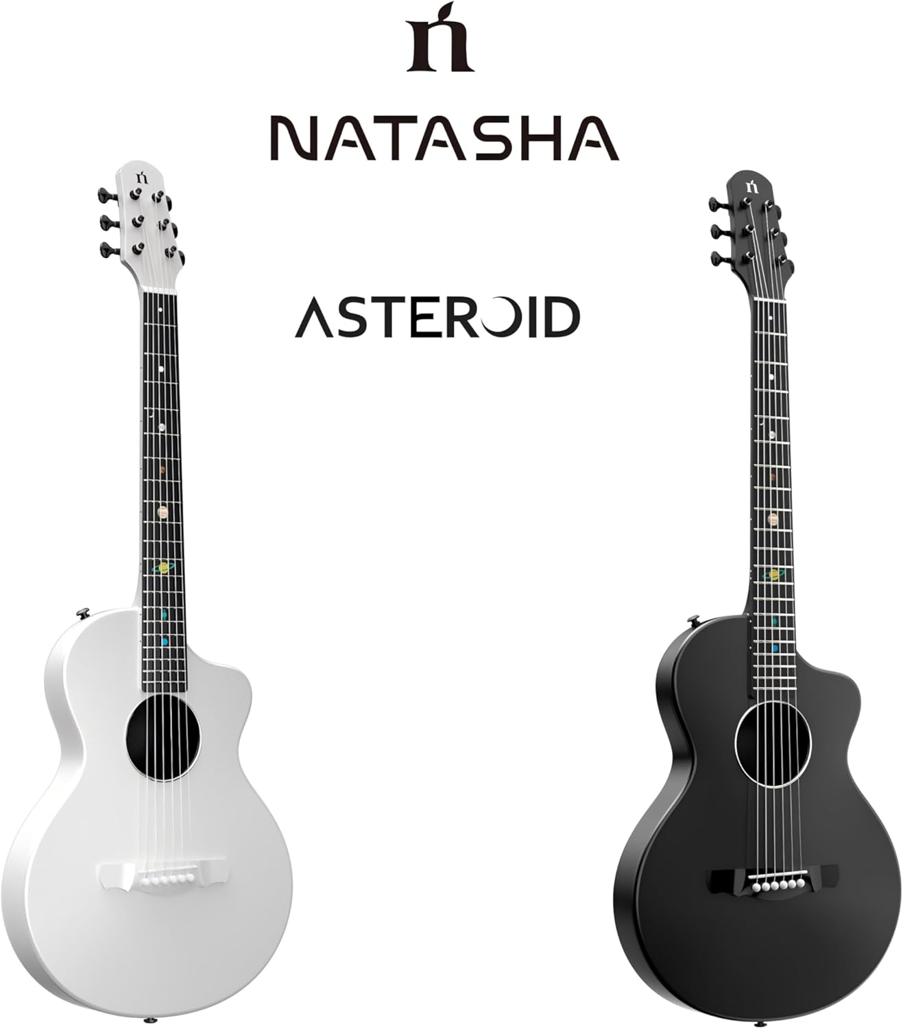 Natasha Asteroid Carbon Fiber 38-inch White Folk Guitar,Acoustic Guitars/Travel Guitars,Integrated Casting With Carbon Fiber Composite Material, light and portable