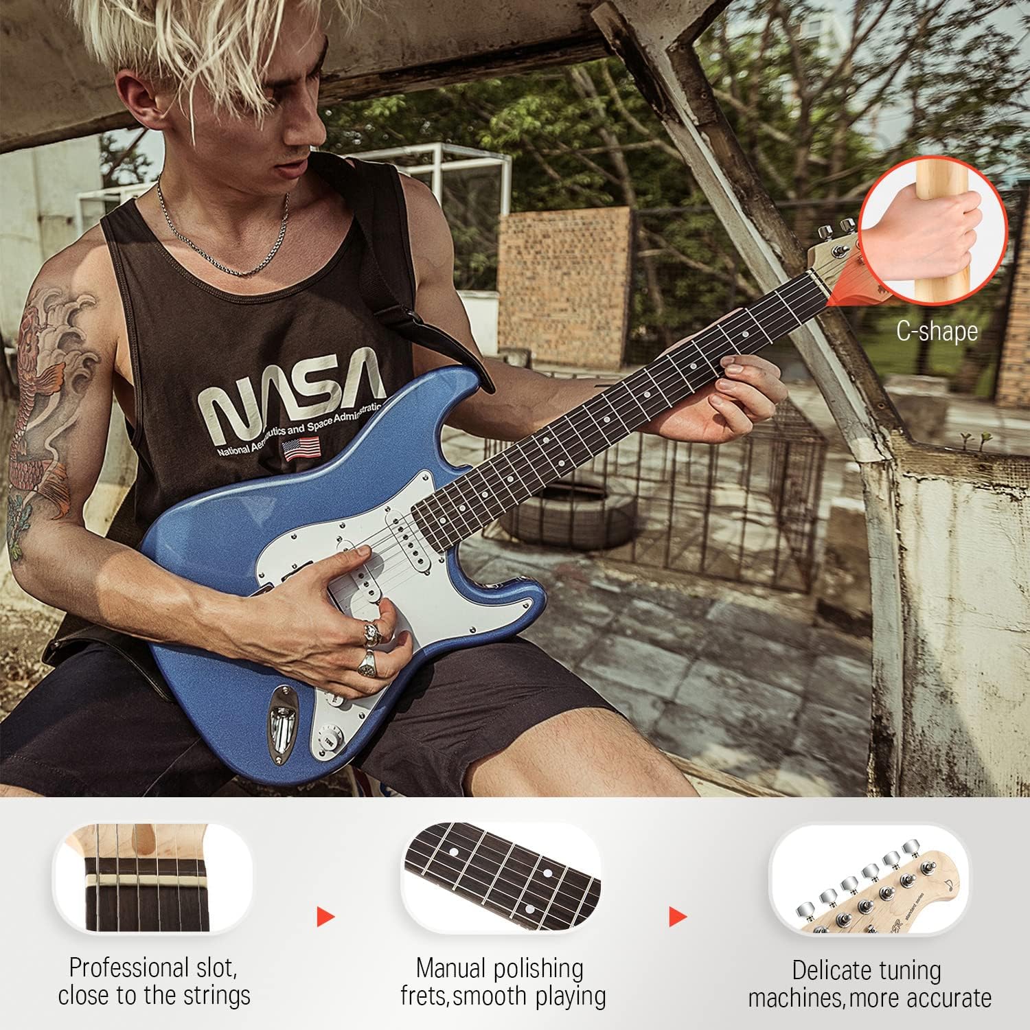 Donner DST-100T 39 Inch Electric Guitar-Reverb Guitar Pedal