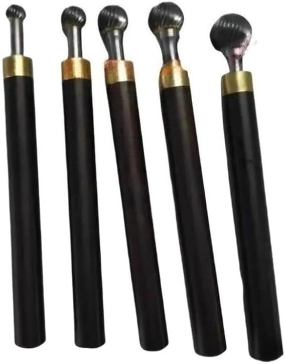Clarinet Oboe Repair Tool, Tone Hole Cutter Set: Ball-End Milling-Style 5-Piece | Steel Shank | Woodwind Pad Seat Resurfacing for Clarinet/Oboe Body Port Restoration and Maintenance
