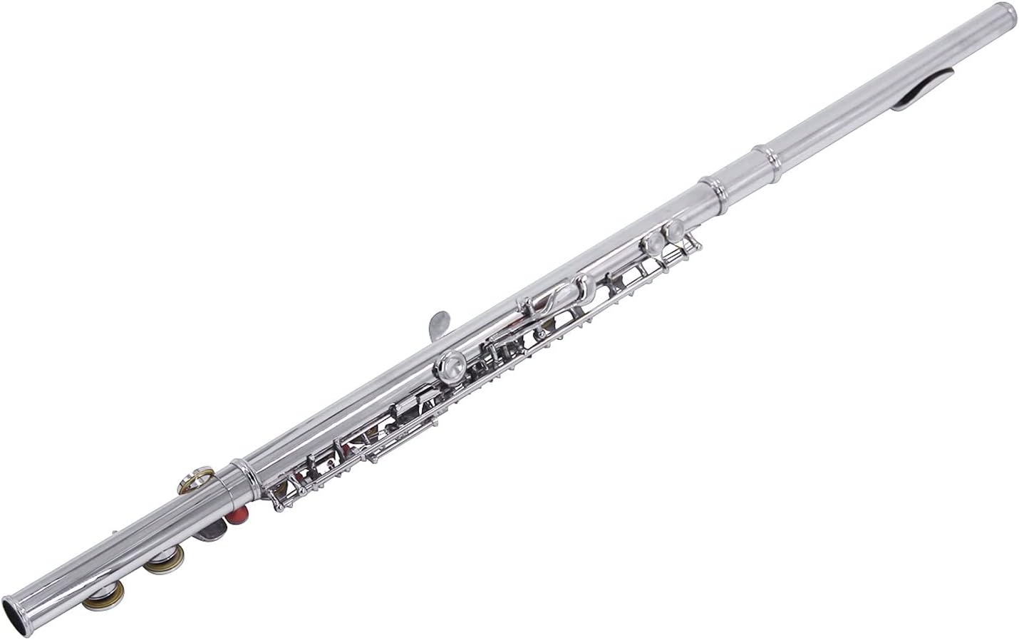 Flute Kit Closed Hole C Flute 16 Keys Cupronickel Nickel-Plated Wind Instrument with Carry Case Cleaning Cloth Gloves Mini Screwdriver Intermediate Flute