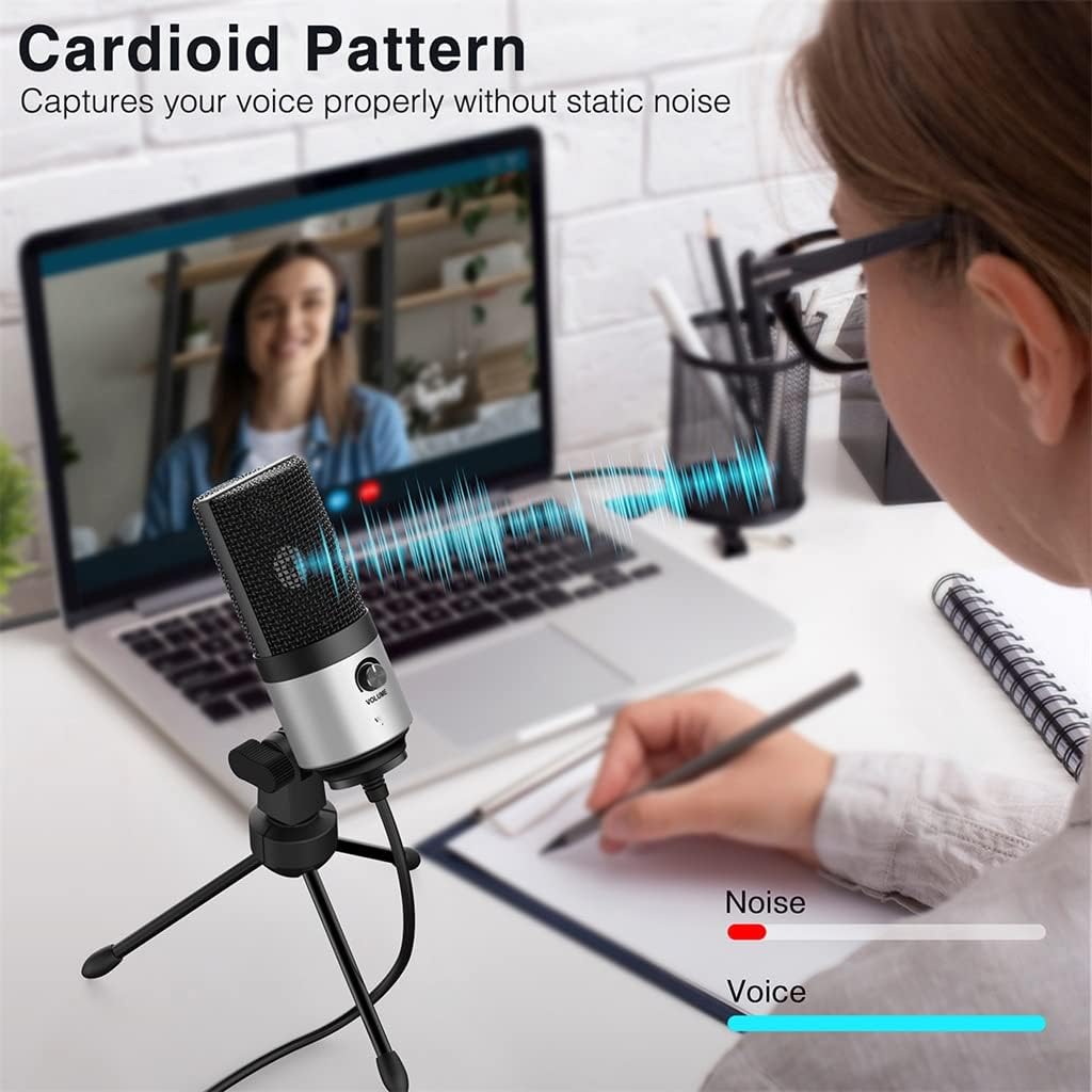 Metal USB Condenser Recording Microphone is Suitable for Notebook Computer Cardioid Recording Studio Recording Dubbing Condenser Microphone (C One Size)