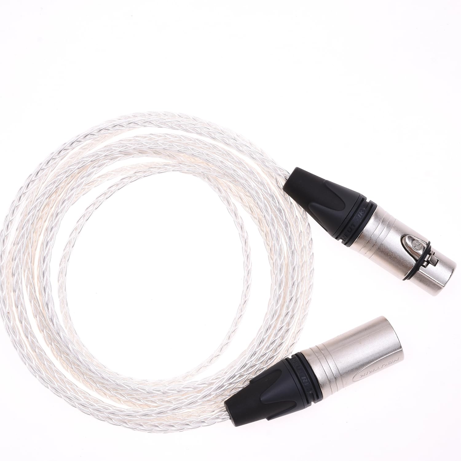 10ft (3meter) XLR Cable 8 cores 5N PCOCC Clear Silver Plated 4 Pin XLR Male to Female Balanced Audio Adapter Headphone Extension Cable
