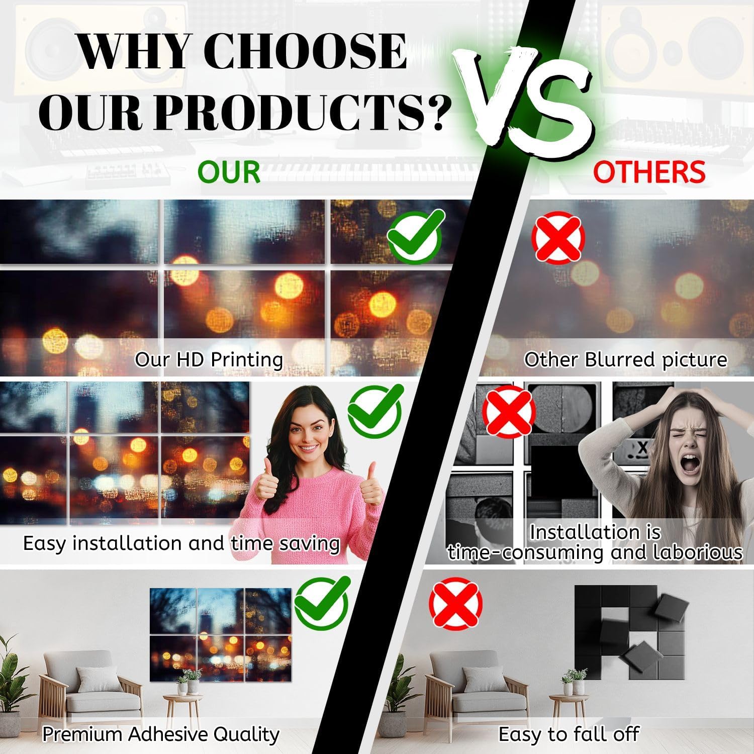 6 Pack Art Acoustic Panels City center night street bokeh missed focus Sound Absorbing Panel 48