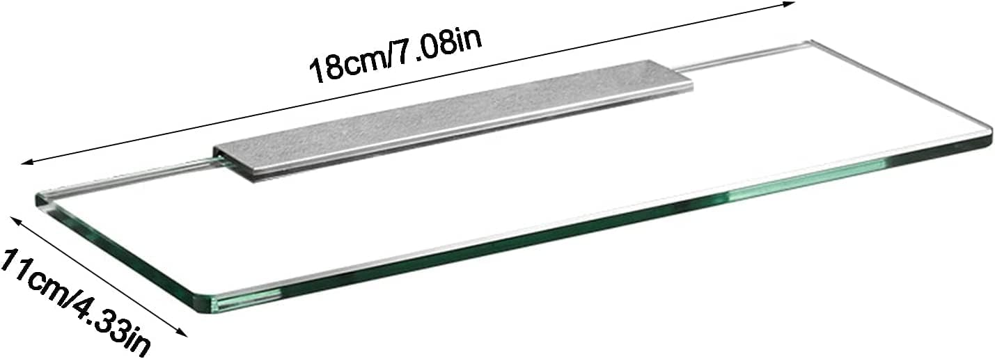 IOCCIOBB Bathroom Glass Shelf Tempered Glass Shelf, Glass Bathroom Shelf with 8MM Thick Glass Wall Mount, Rectangular Brass Finish Bracket (Size : 18cm)