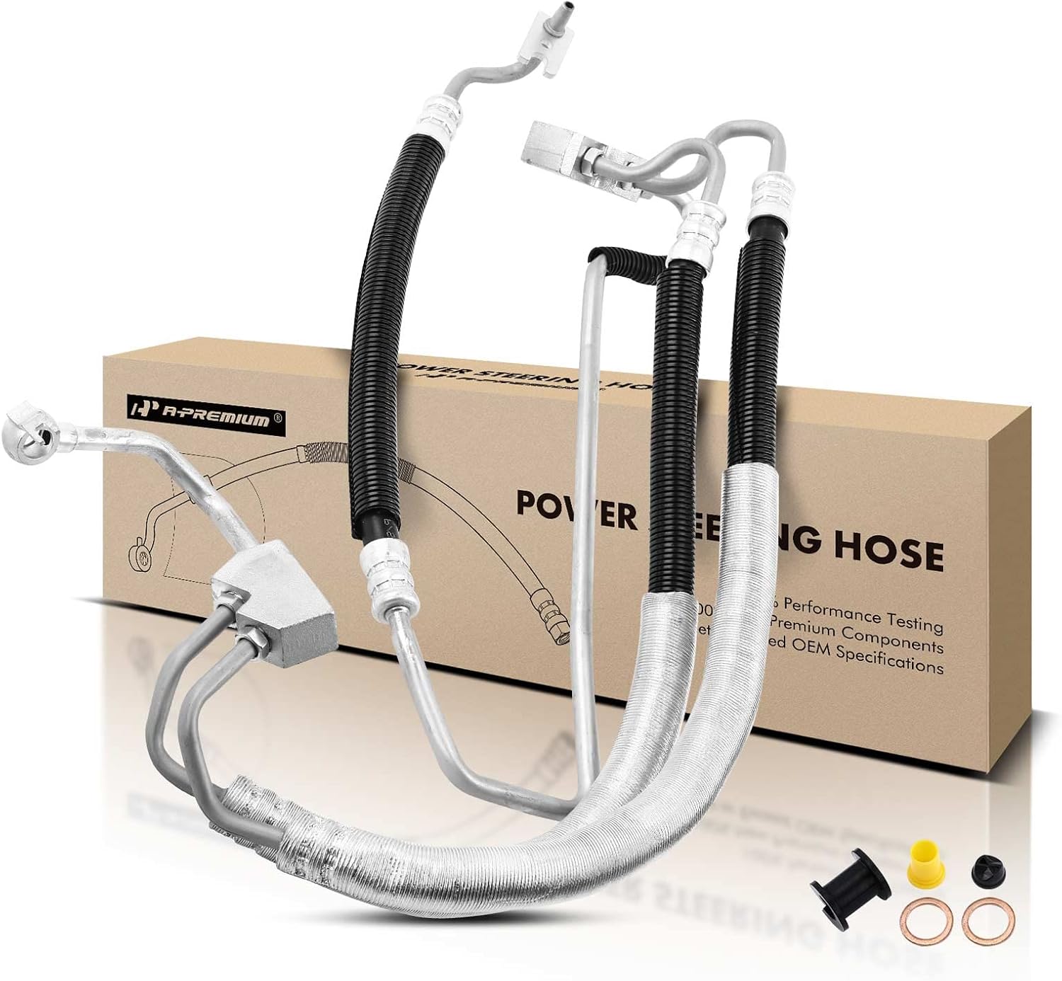 A-Premium Power Steering Pressure Hose Line Assembly Compatible with Buick LaCrosse 2010-2016, Allure 2010 & Cadillac XTS 2013-2019, V6 3.0L 3.6L, with Washer, Gear/Rack Pinion to Reservoir