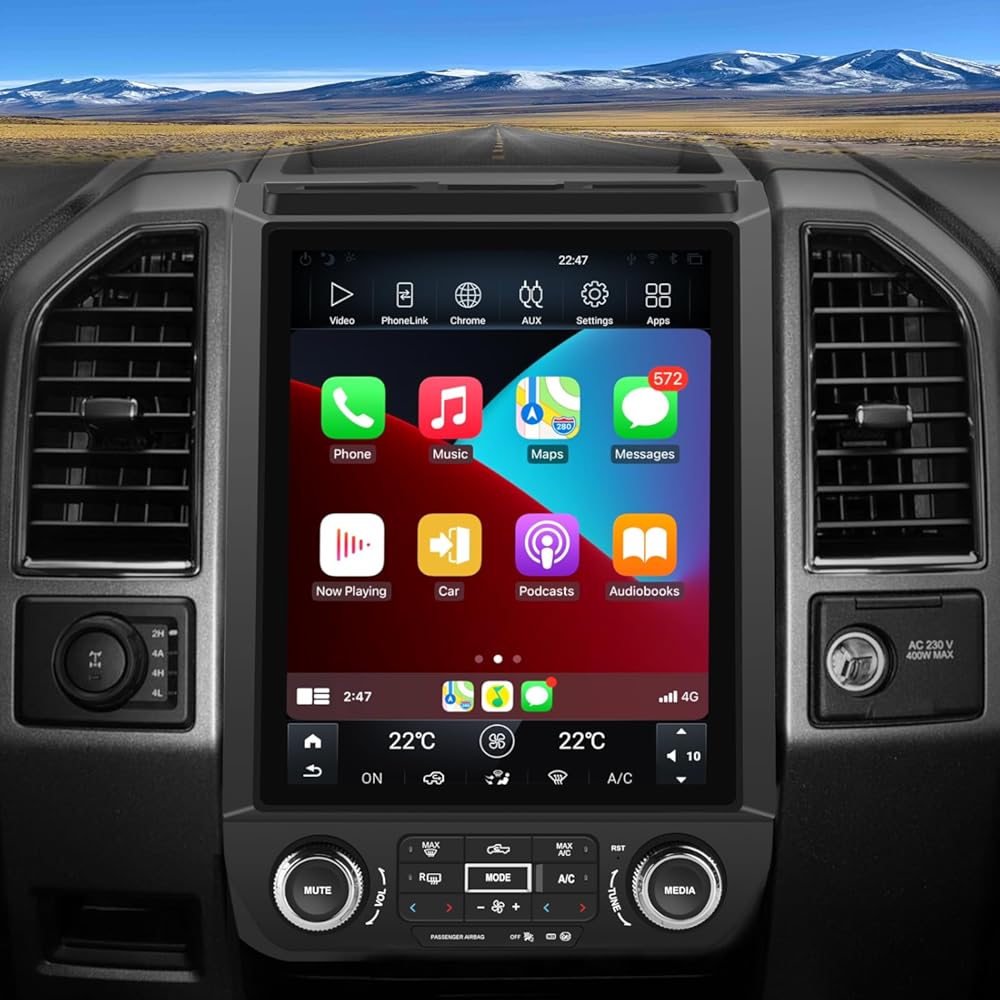 AWESAFE Car Stereo for Ford F150 Radio Upgrade 2015-2021, T Style 12.1 inch 8 Core Touch Screen F150 Radio Replacement Android System with CarPlay & Android Auto Without B&O System