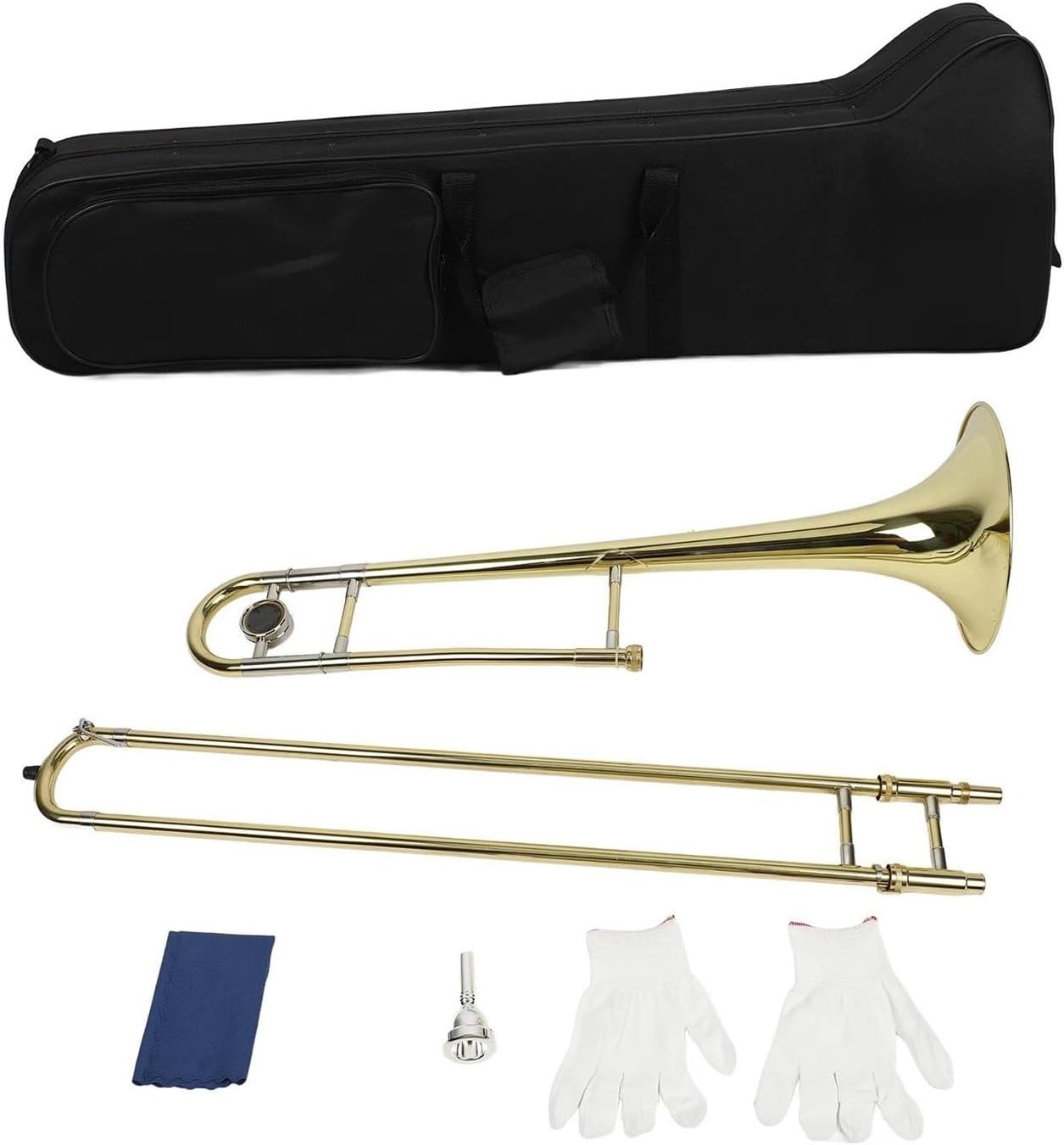 Adult Trombone Instrument Silver Alto Trombone Brass Bb Tune Instrument With Cupronickel Mouthpiece Brass Gold Lacquer